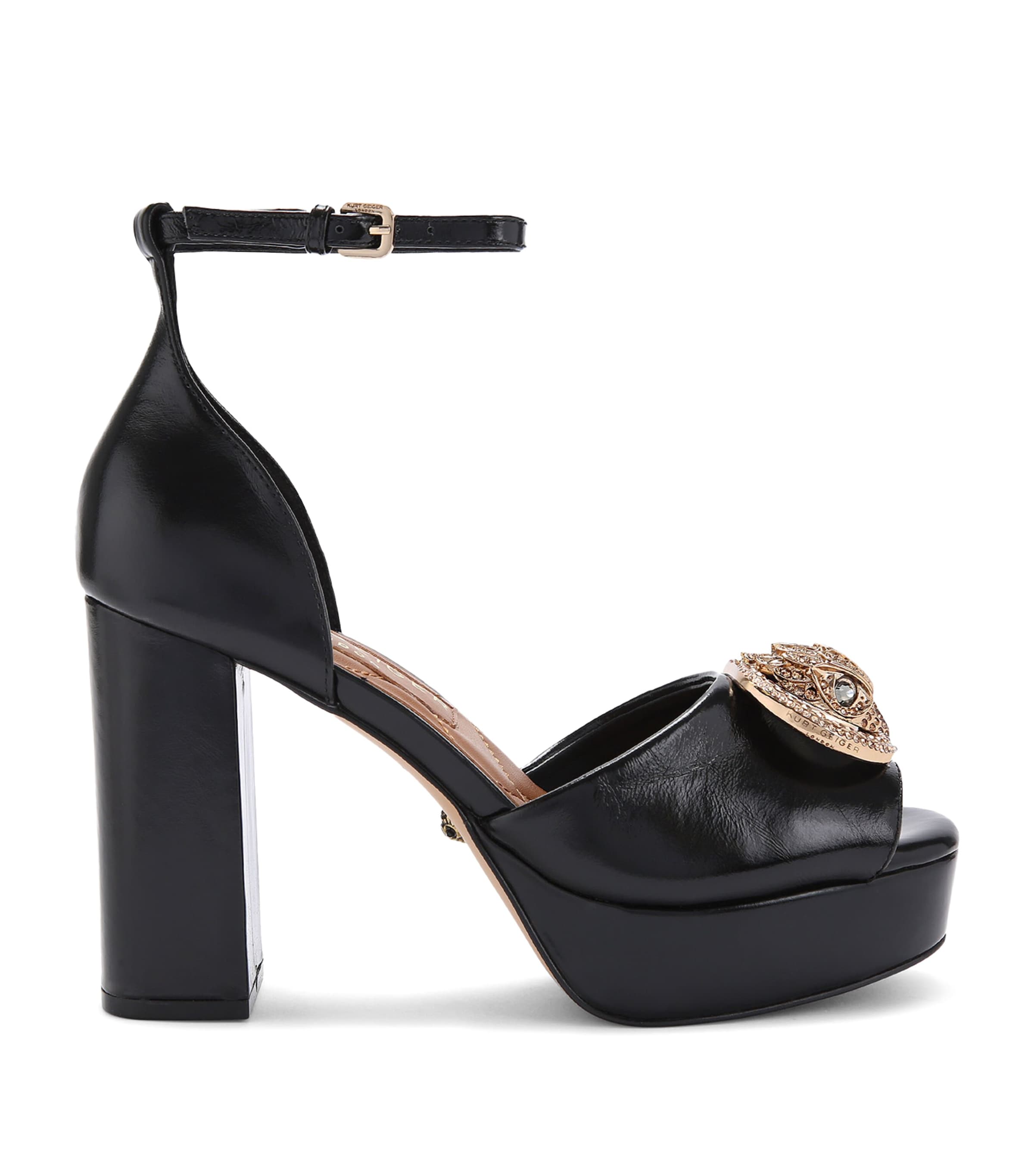 Kurt Geiger Womens Black Chelsea Platform-heel Leather Sandals In Black