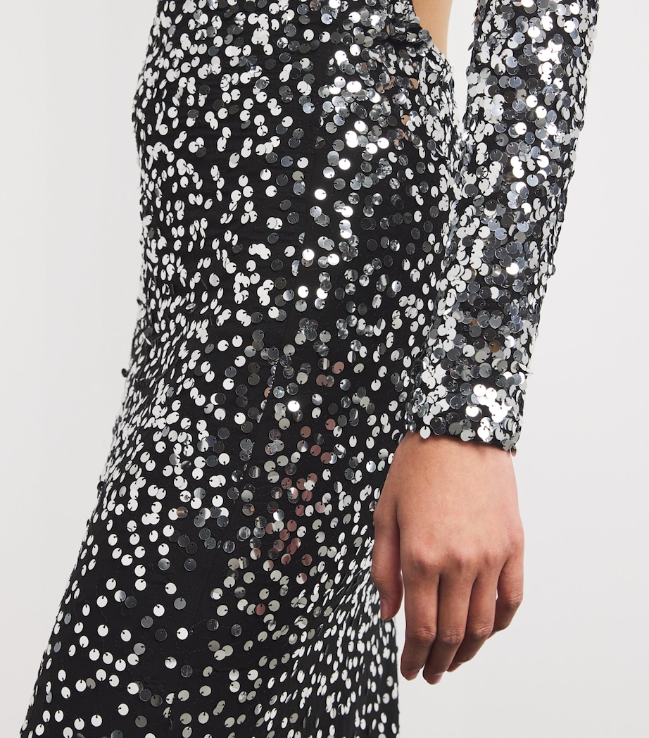 Sequinned Maxi Dress P001 BLACK Image 4