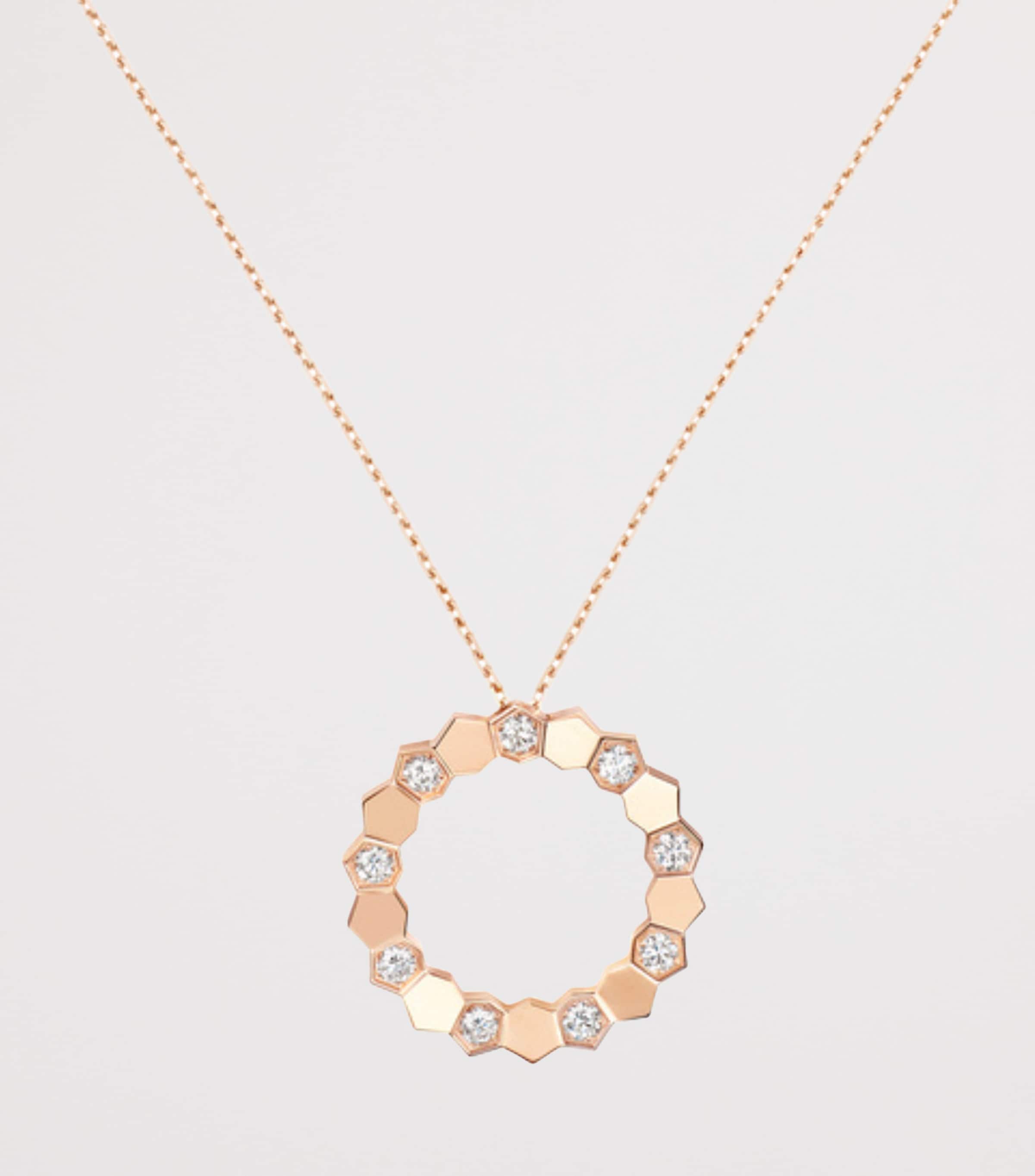 Medium Rose Gold and Diamond Bee de Chaumet Pendant Necklace PINK GOLD Image 2