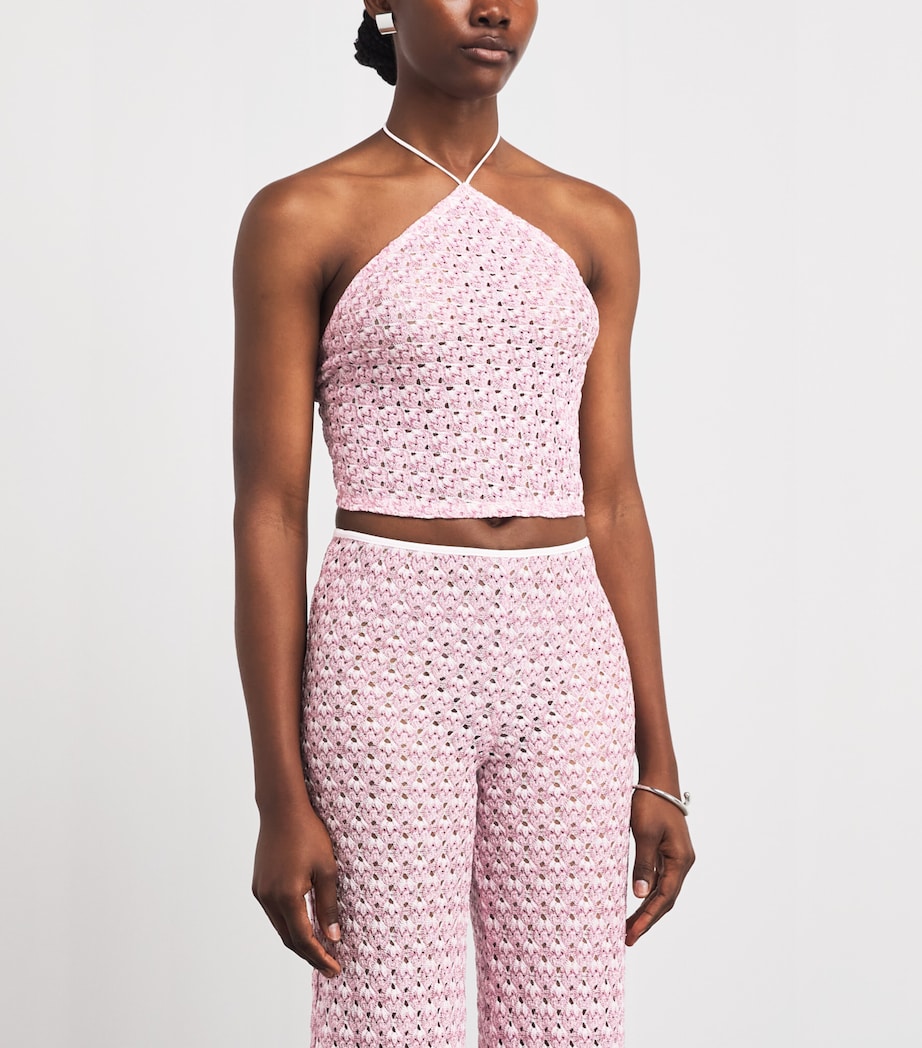 Missoni Womens Metallic Halterneck Top Pink Image 4