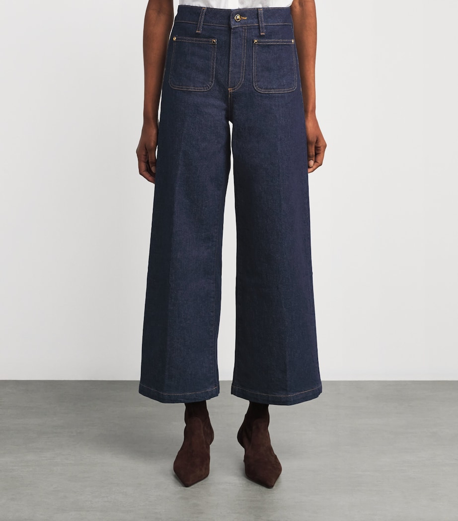 Harper Ankle Pocket-Detail Wide-Leg Jeans AMORA Image 3