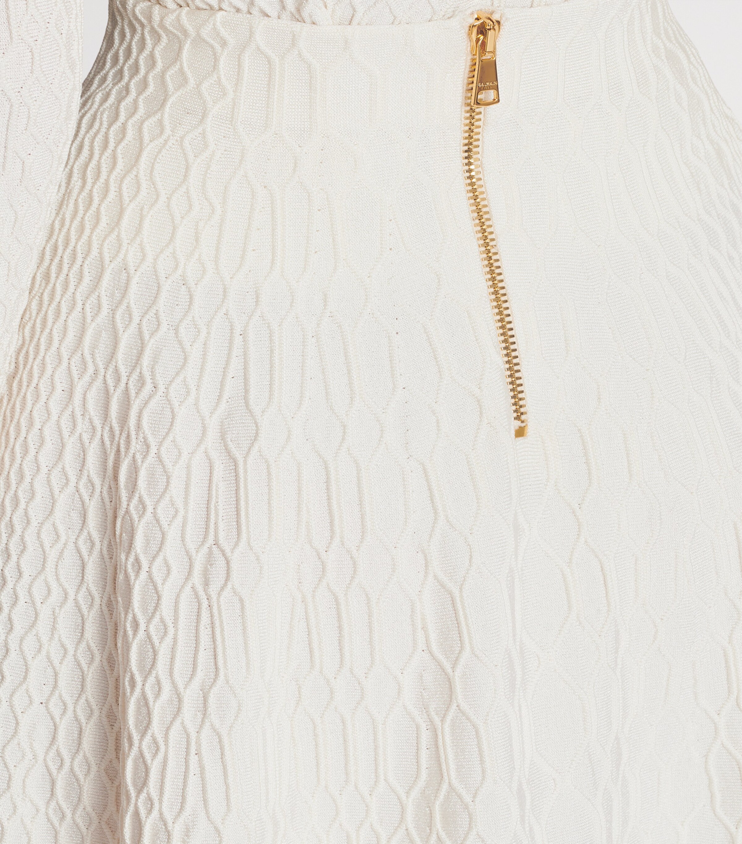 Crocodile-Knit Flared Midi Skirt 0KA NATUREL Image 8