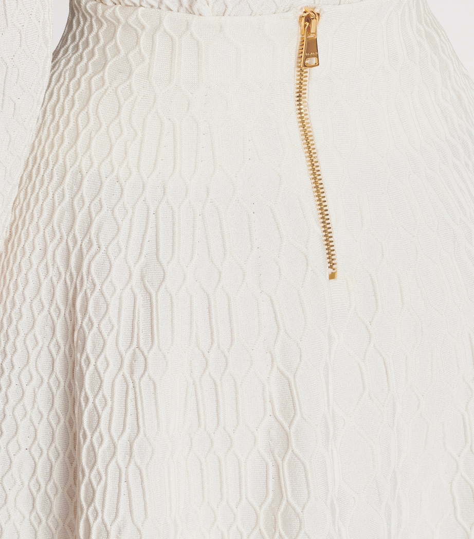 Crocodile-Knit Flared Midi Skirt 0KA NATUREL Image 8