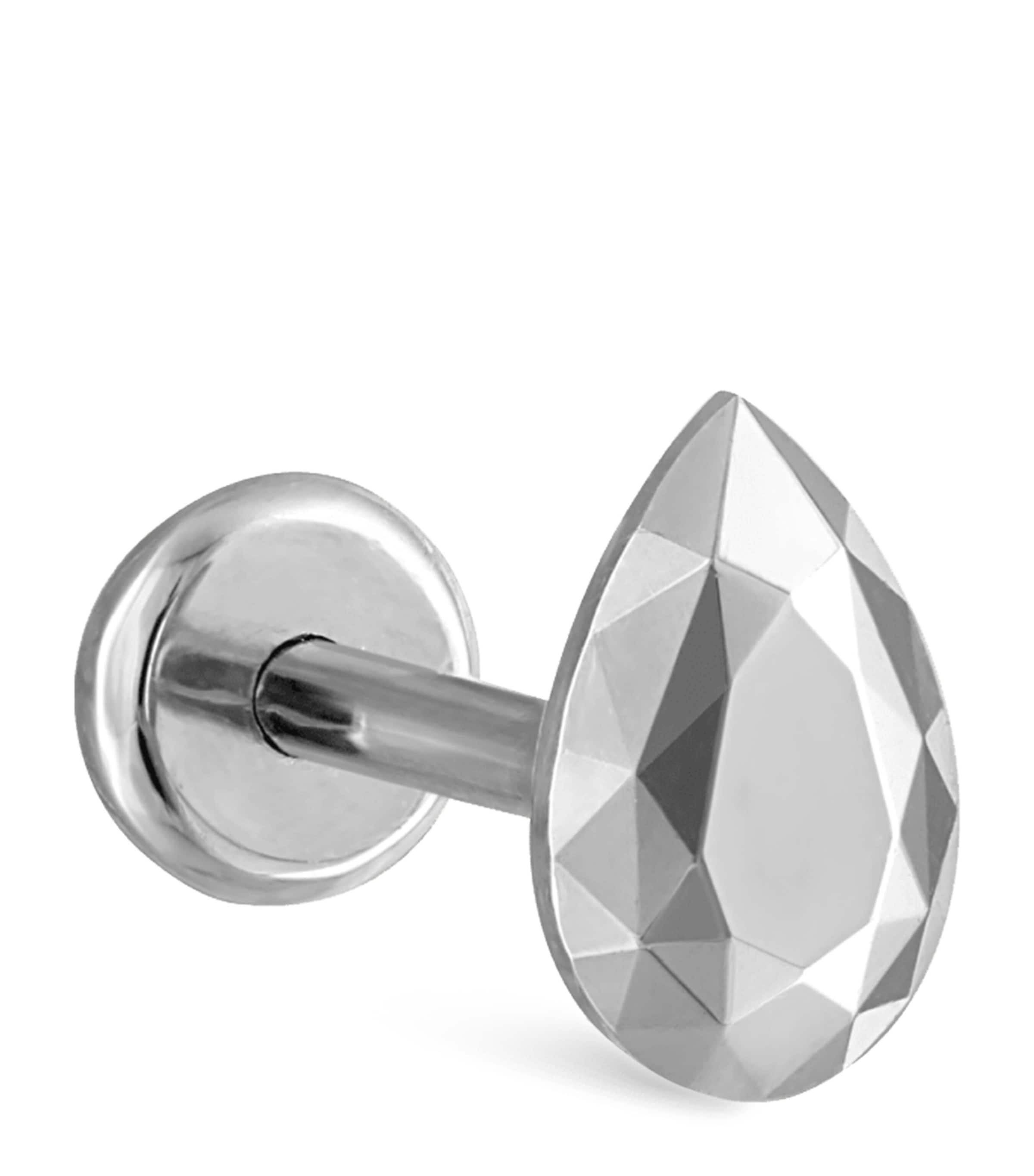 Maria Tash Faceted Pear Threaded Stud Earring In White