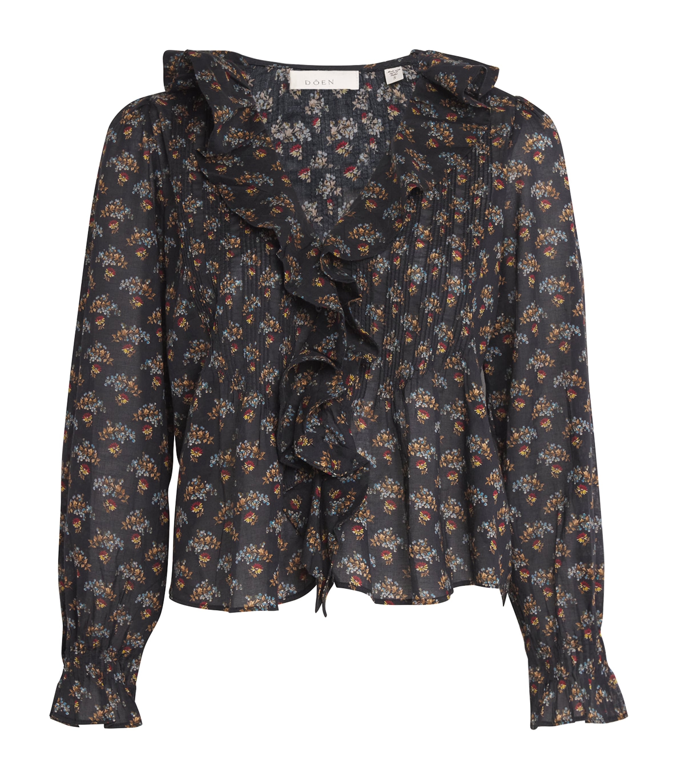 Organic Cotton Voile Ruffled Hardy Blouse DELPHINIUM FLORAL Image 1