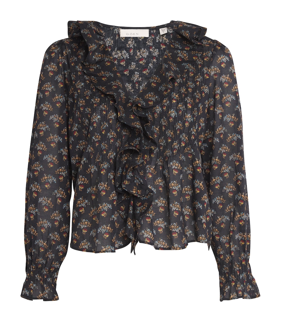 Organic Cotton Voile Ruffled Hardy Blouse DELPHINIUM FLORAL Image 1