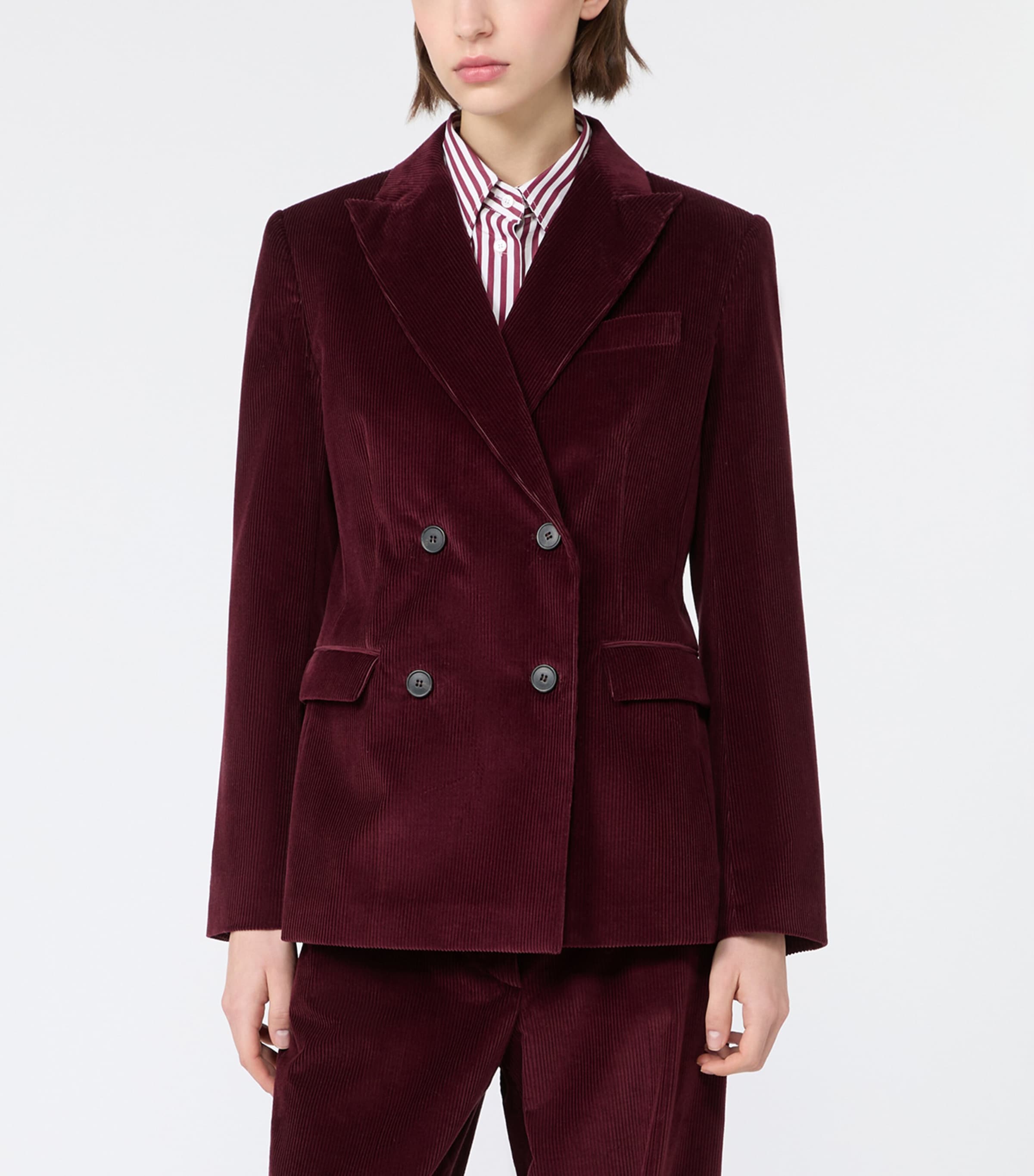 Weekend Max Mara Womens Cotton Double-Breasted Blazer Bordeaux Image 3