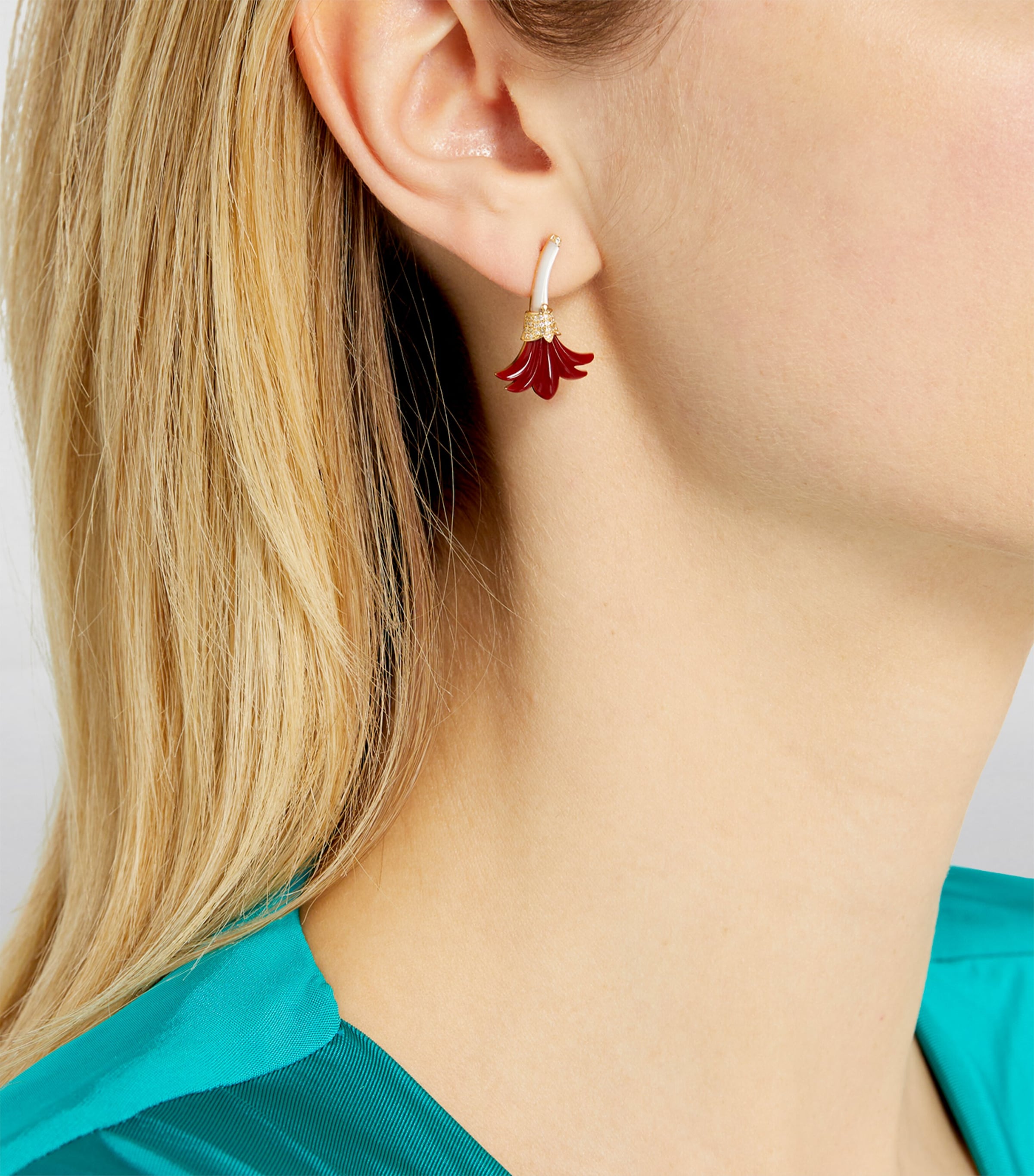L'ATELIER NAWBAR Yellow Gold, Diamond and Mother-of-Pearl Psychedeliah Earrings Burgundy Image 5