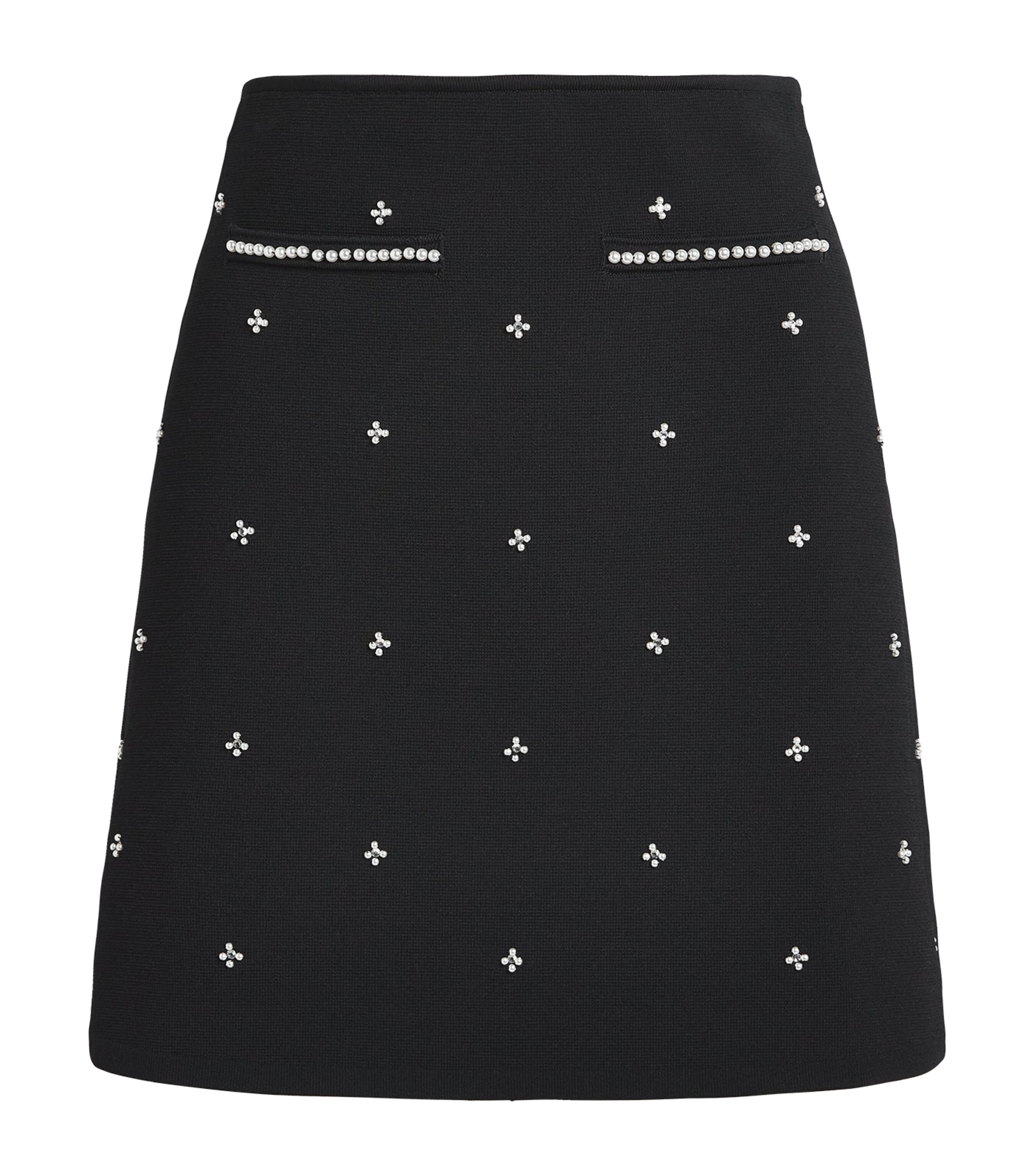 Rhinestone-Embellished Mini Skirt BLACK Image 1