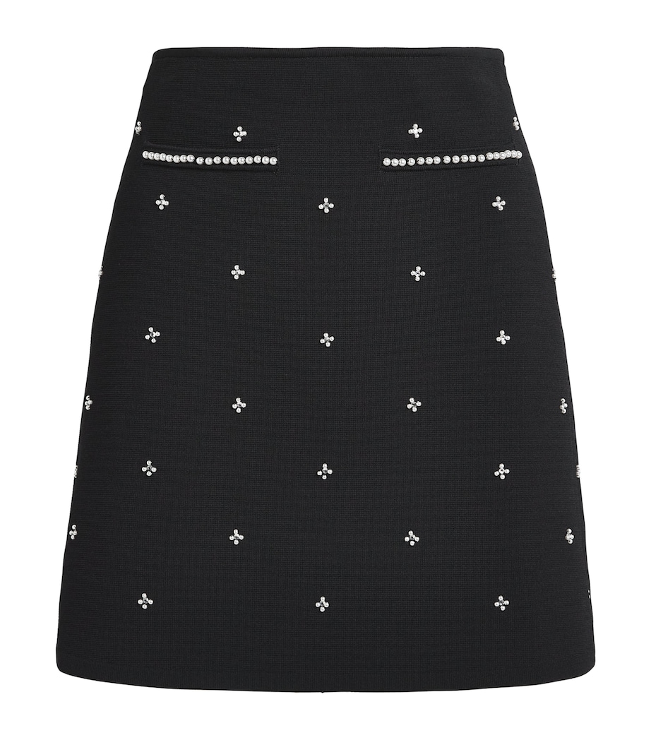 Rhinestone-Embellished Mini Skirt BLACK Image 1