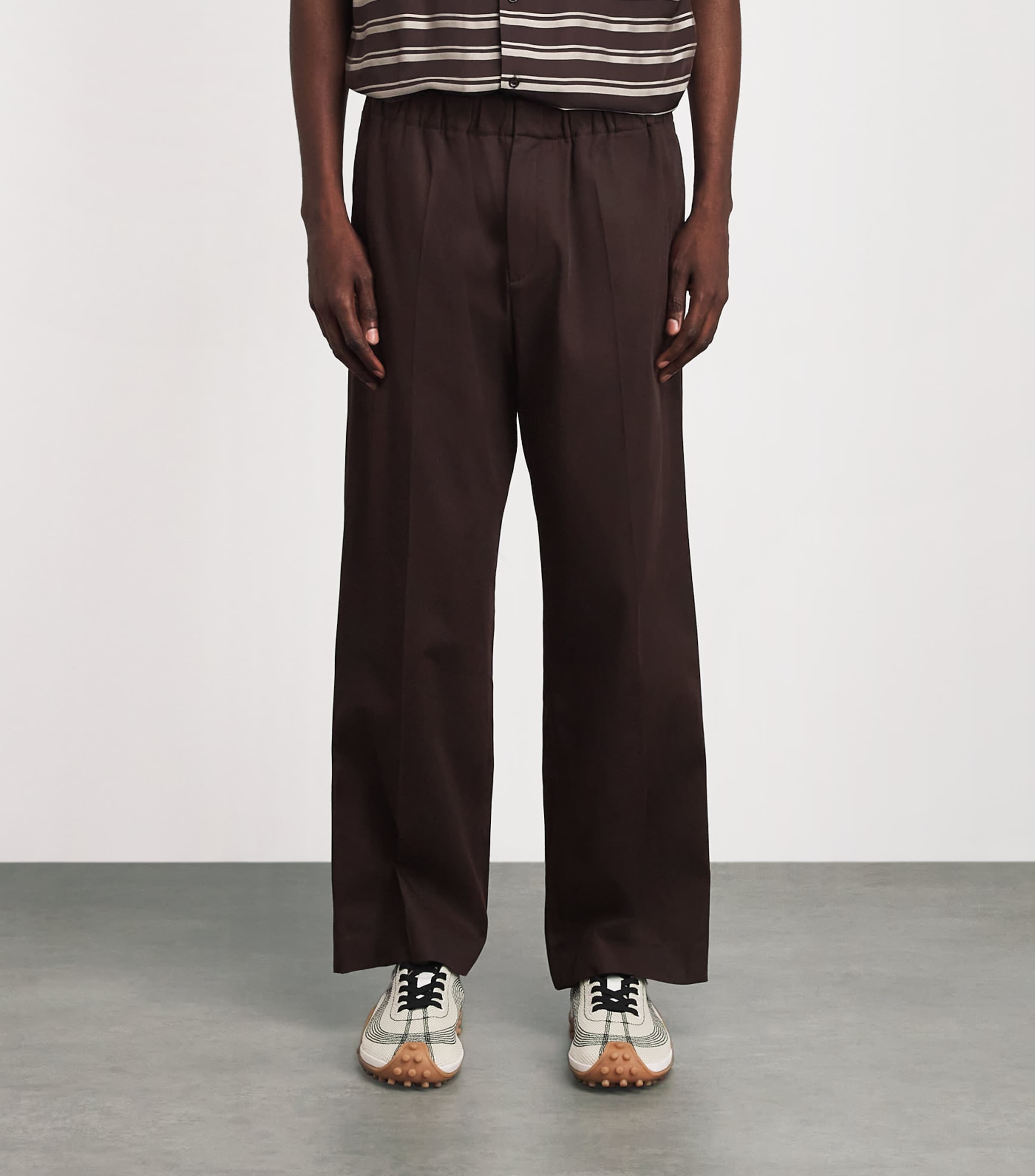 Sandro Paris Mens Alpha Cotton Wide-Leg Trousers Chocolate Image 4