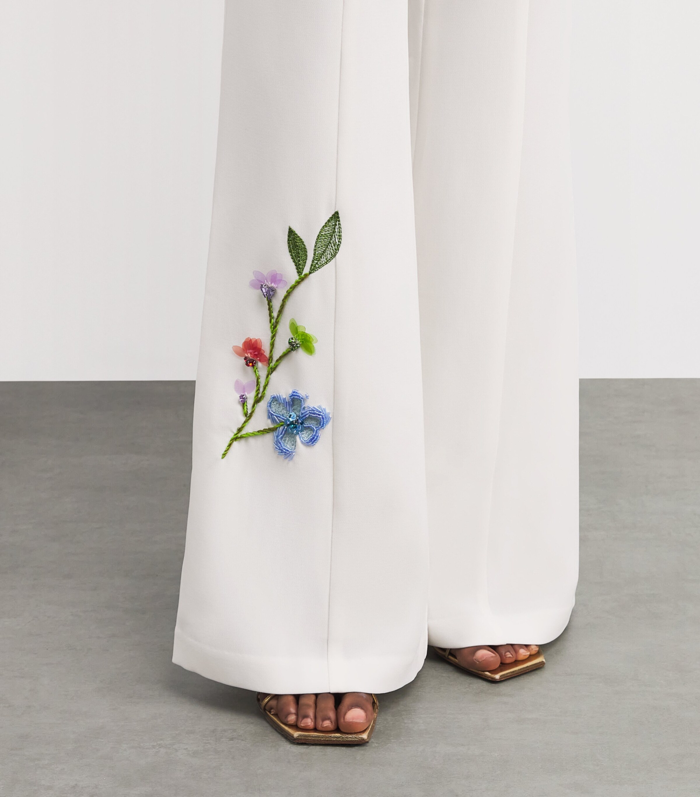 Cinq A Sept Womens Floral Vine Kailyn Flared Trousers Ivory / Multi Image 3