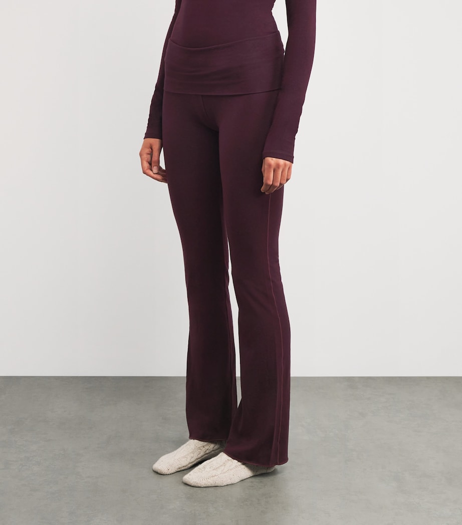 Cotton-Blend Jersey Foldover Trousers CURRANT Image 3
