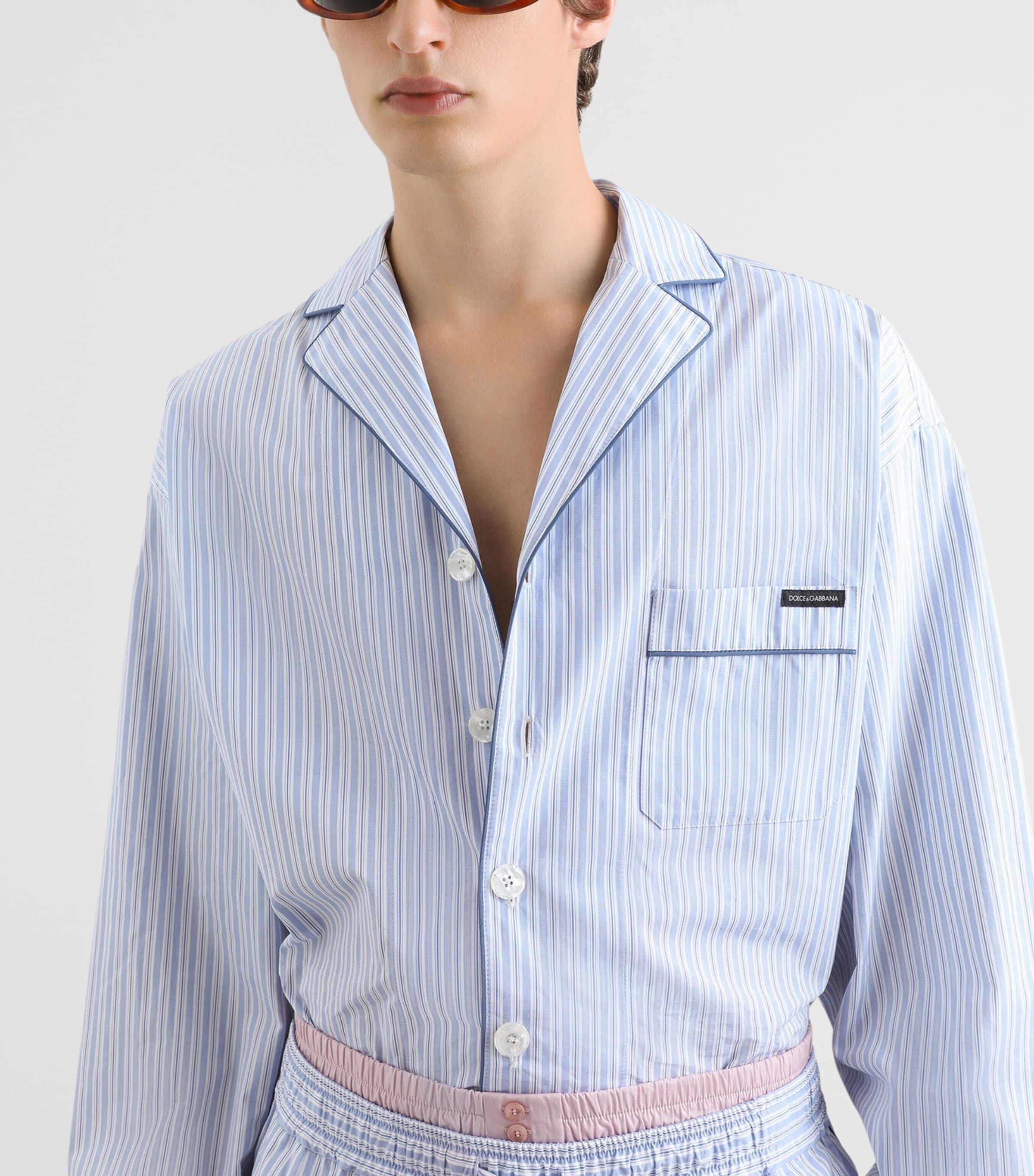 Dolce&Gabbana Mens Cotton-Silk Poplin Stripe Shirt Striped Image 4