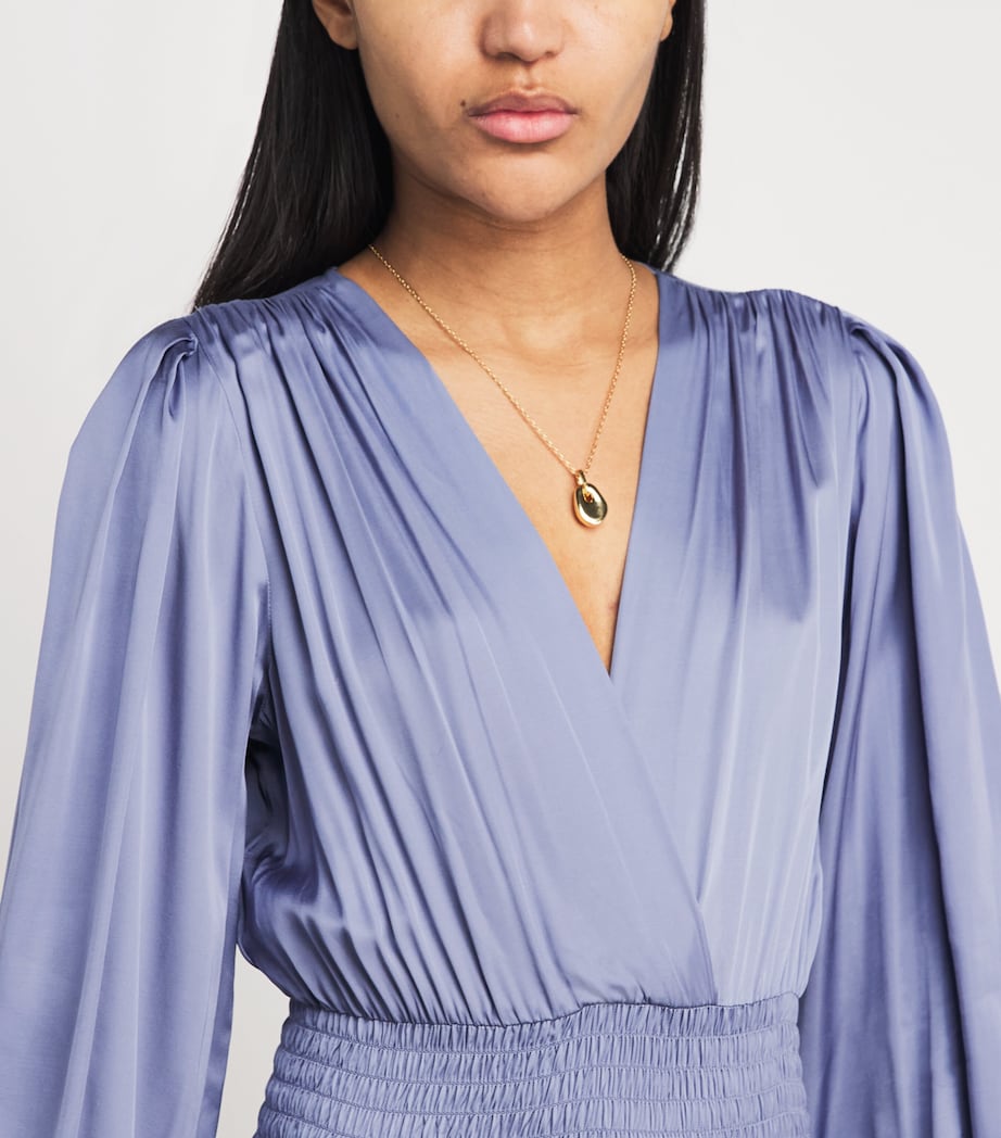 Maje Womens Ruffled Midi Dress Blue / Grey Image 5