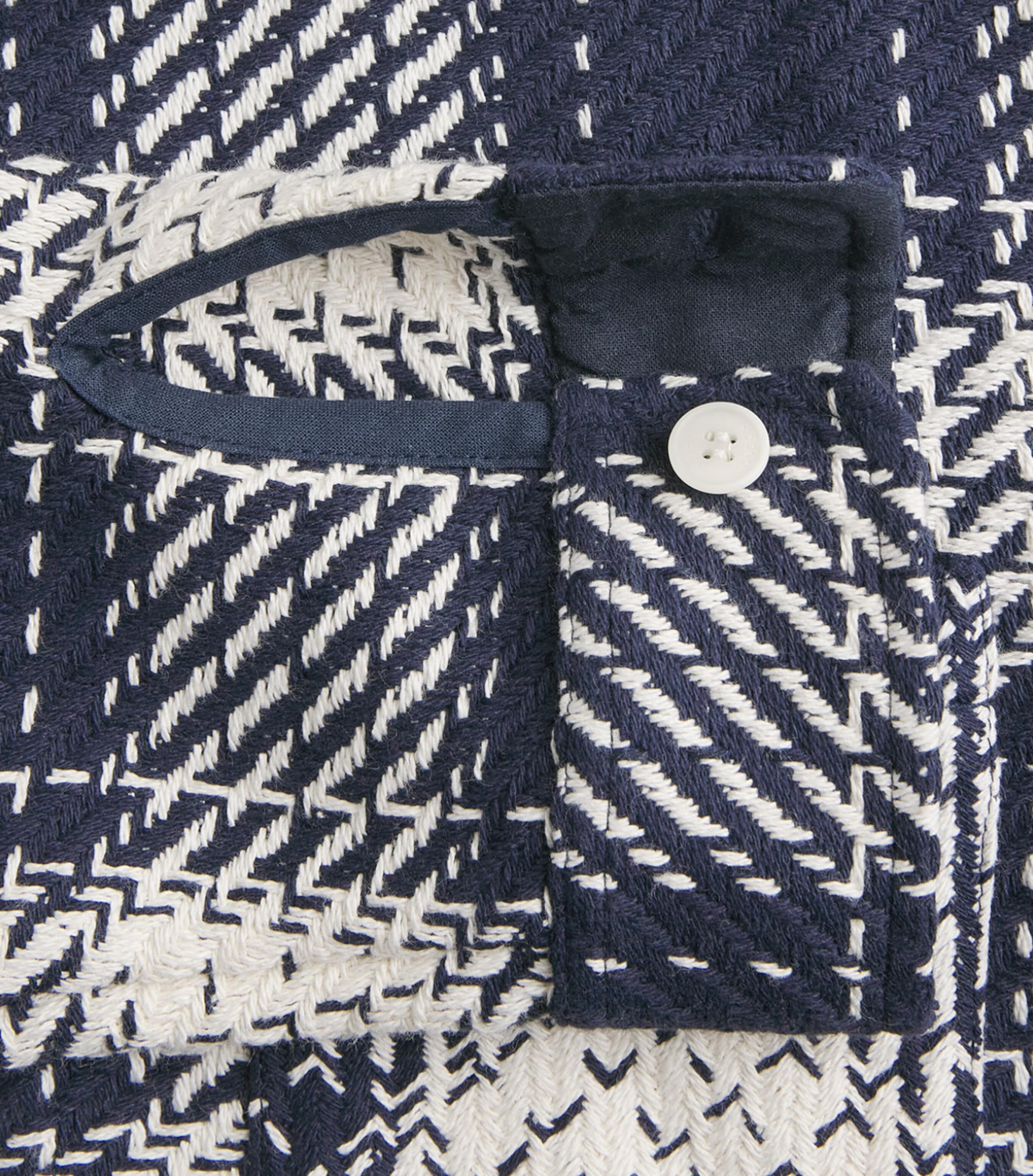 Wax London Mens Beatnik Check Whiting Overshirt Marine Image 6
