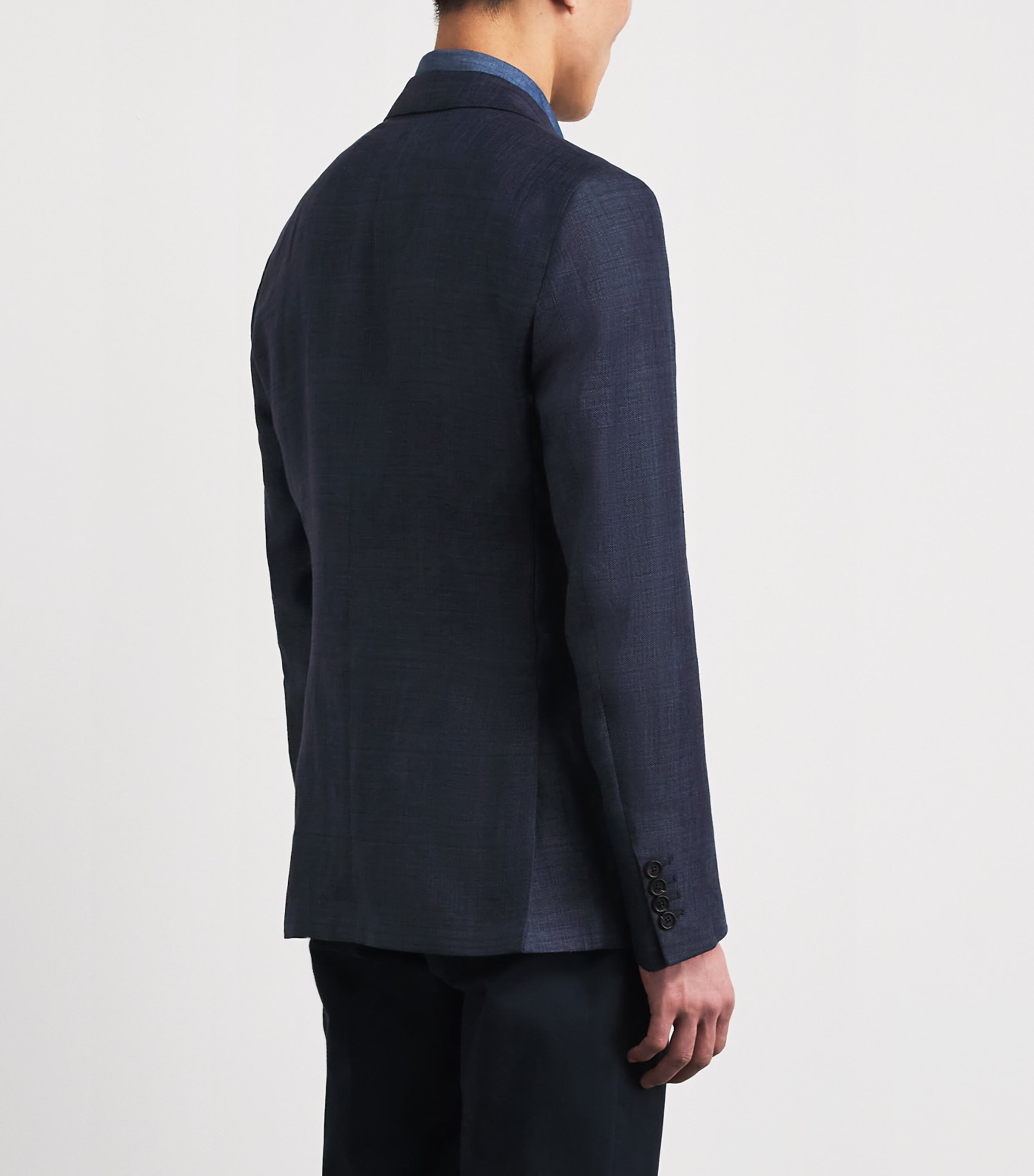 Pal Zileri Mens Linen-Wool Brera Blazer Blue Navy Image 5