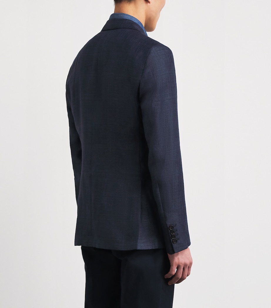 Pal Zileri Mens Linen-Wool Brera Blazer Blue Navy Image 5