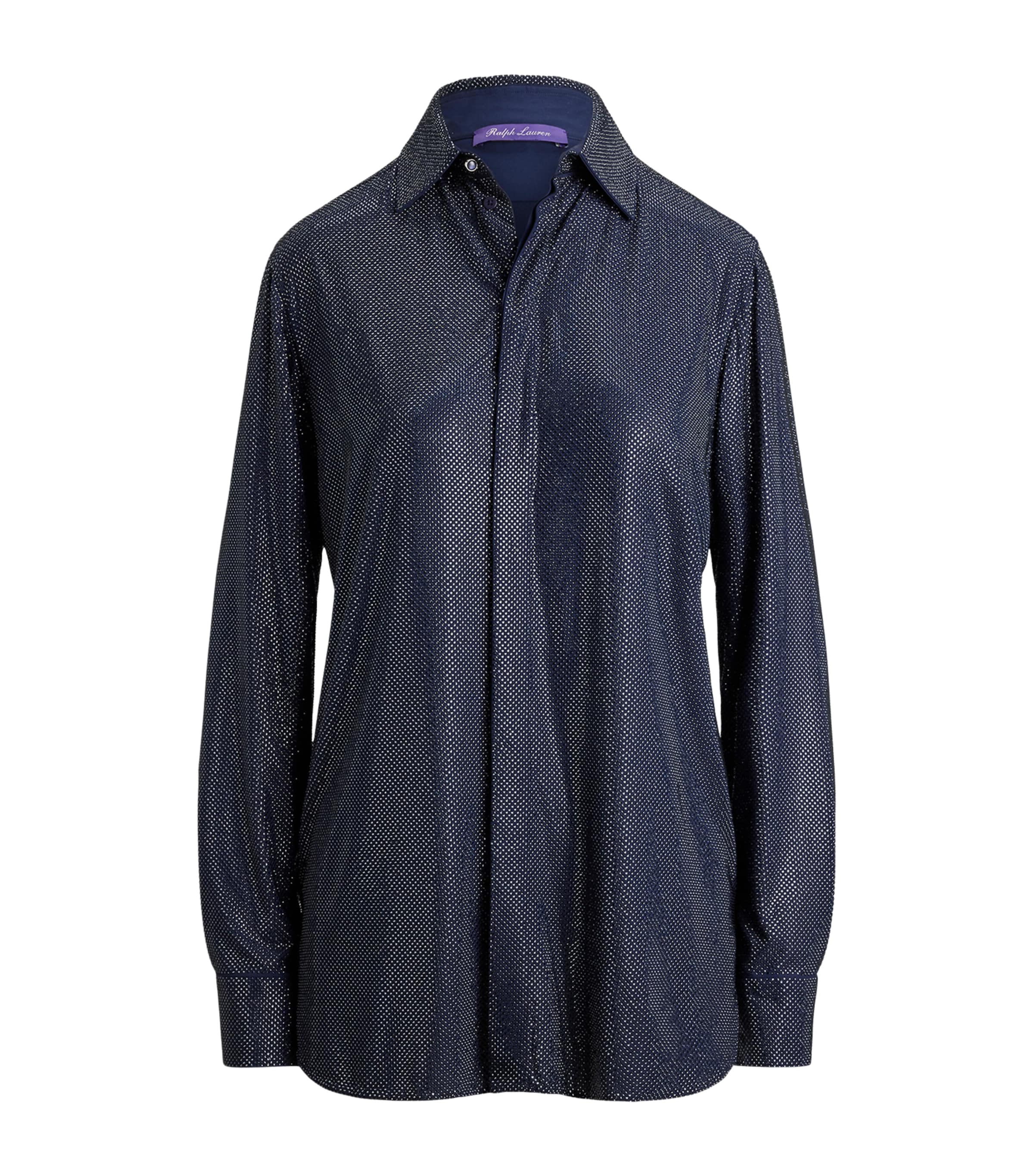 Ralph Lauren Collection Womens Silk Embellished Adrien Shirt Navy Image 1
