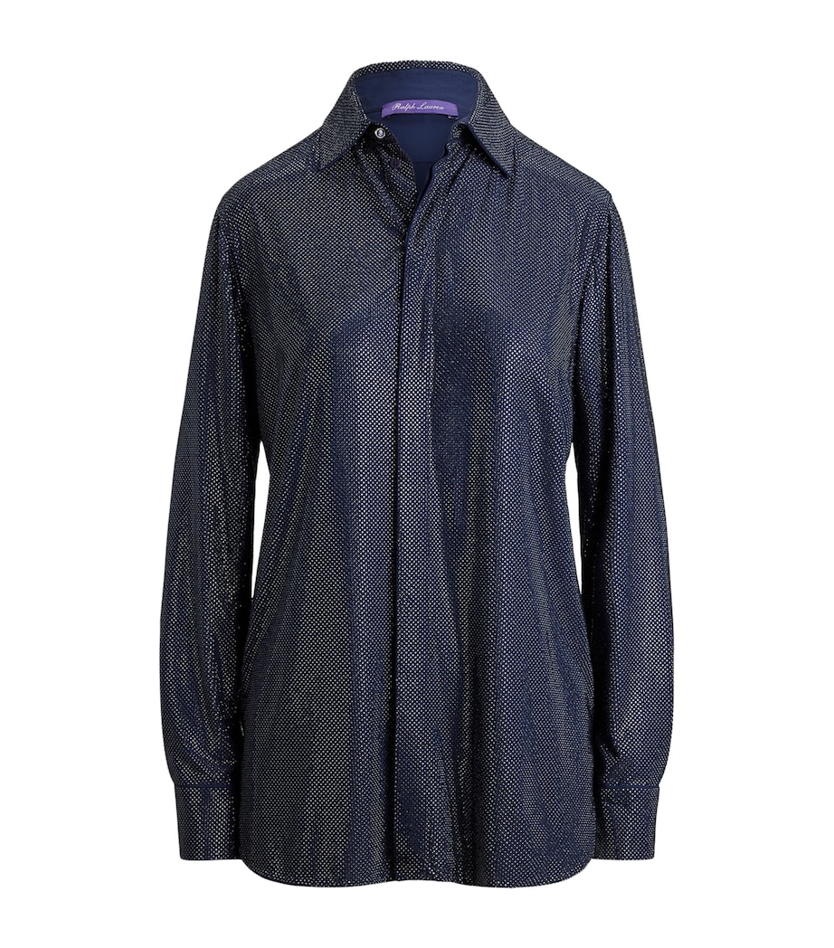 Ralph Lauren Collection Womens Silk Embellished Adrien Shirt Navy Image 1