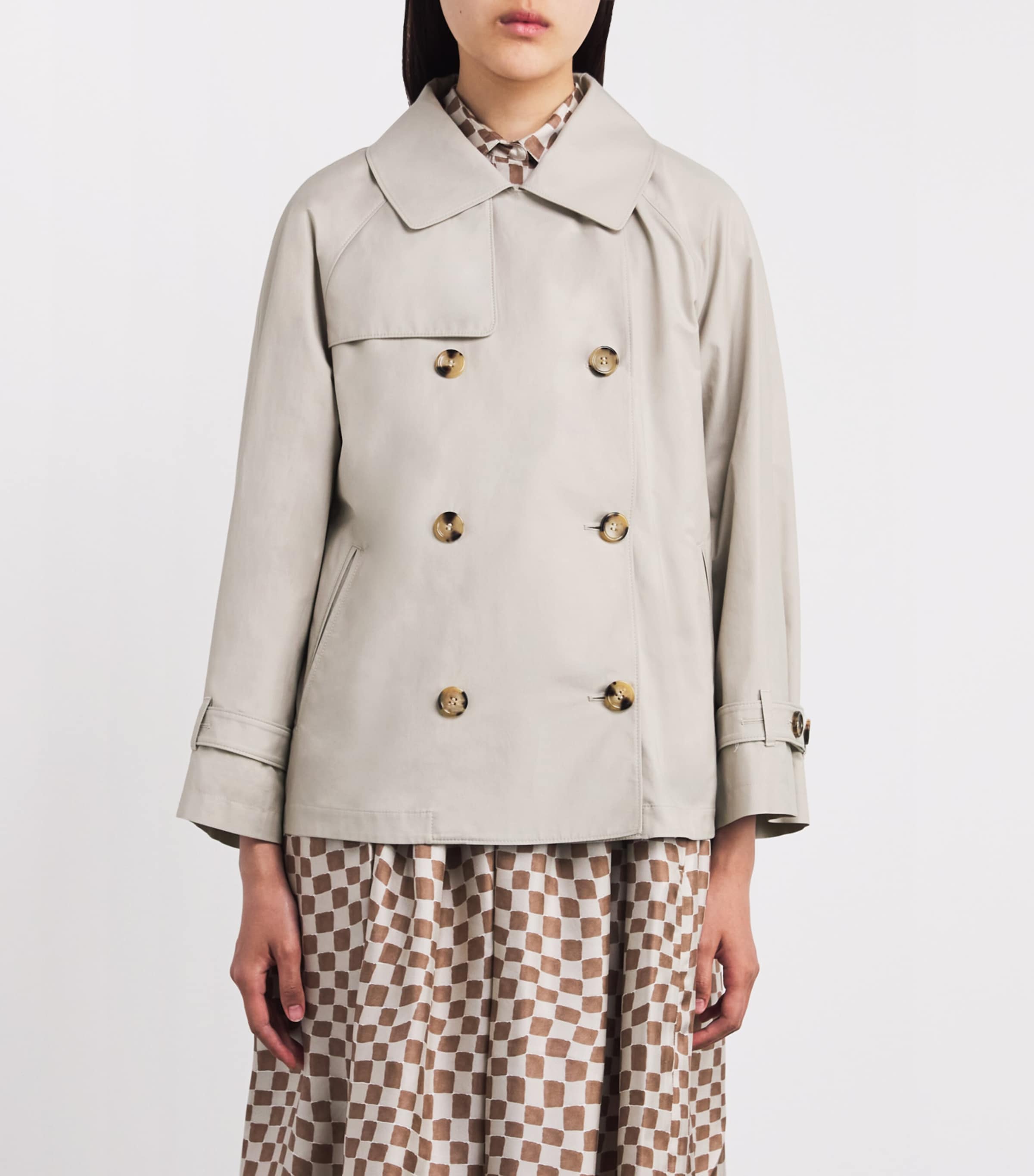Cotton-Blend Trench Coat ECRU Image 3