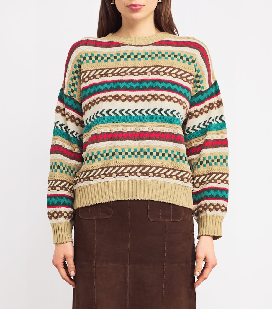 Jacquard Geometric Sweater BISCUIT Image 3