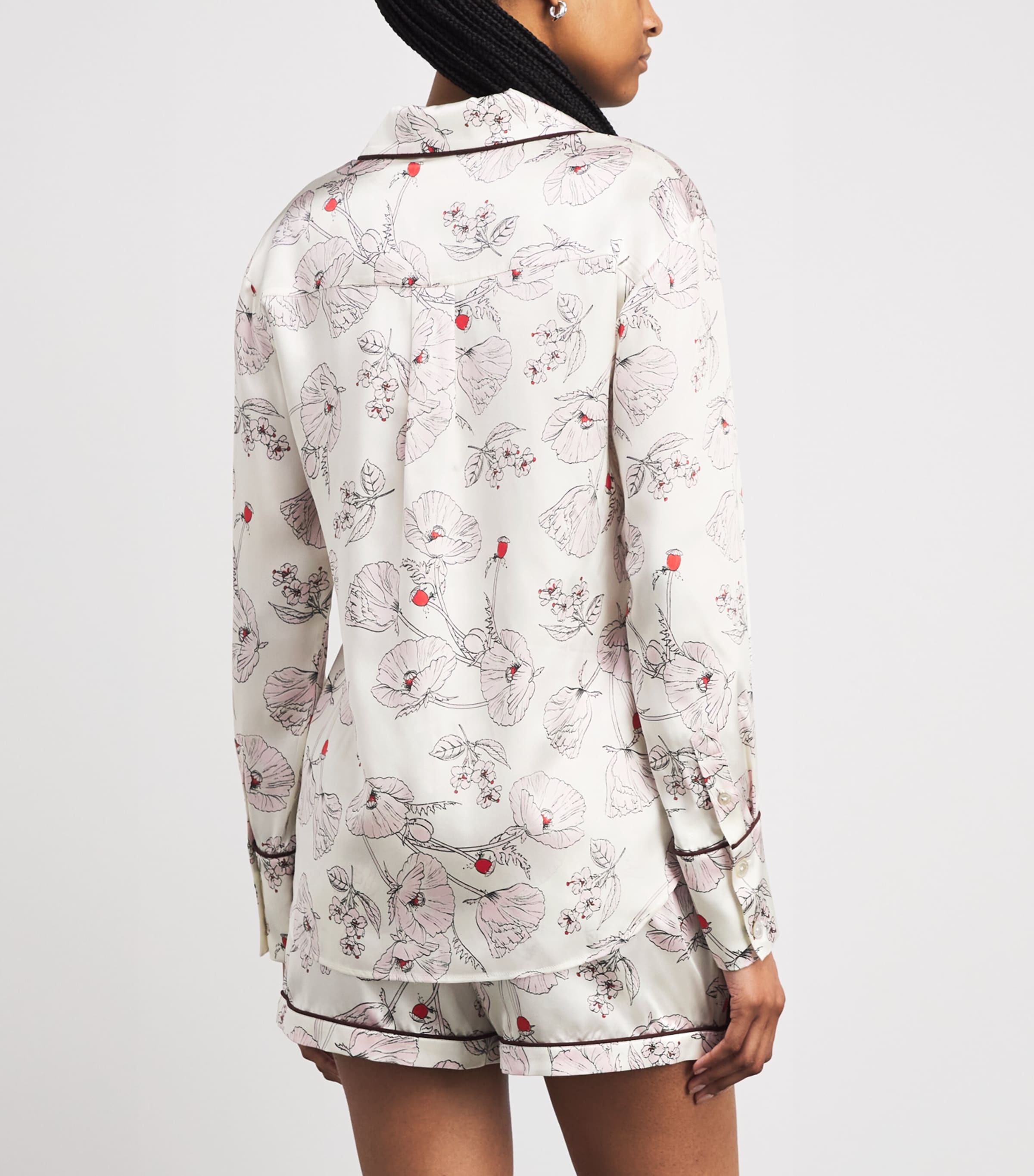 Olivia von Halle Womens Silk Poppies Alba Pyjama Set Rosalia Image 4