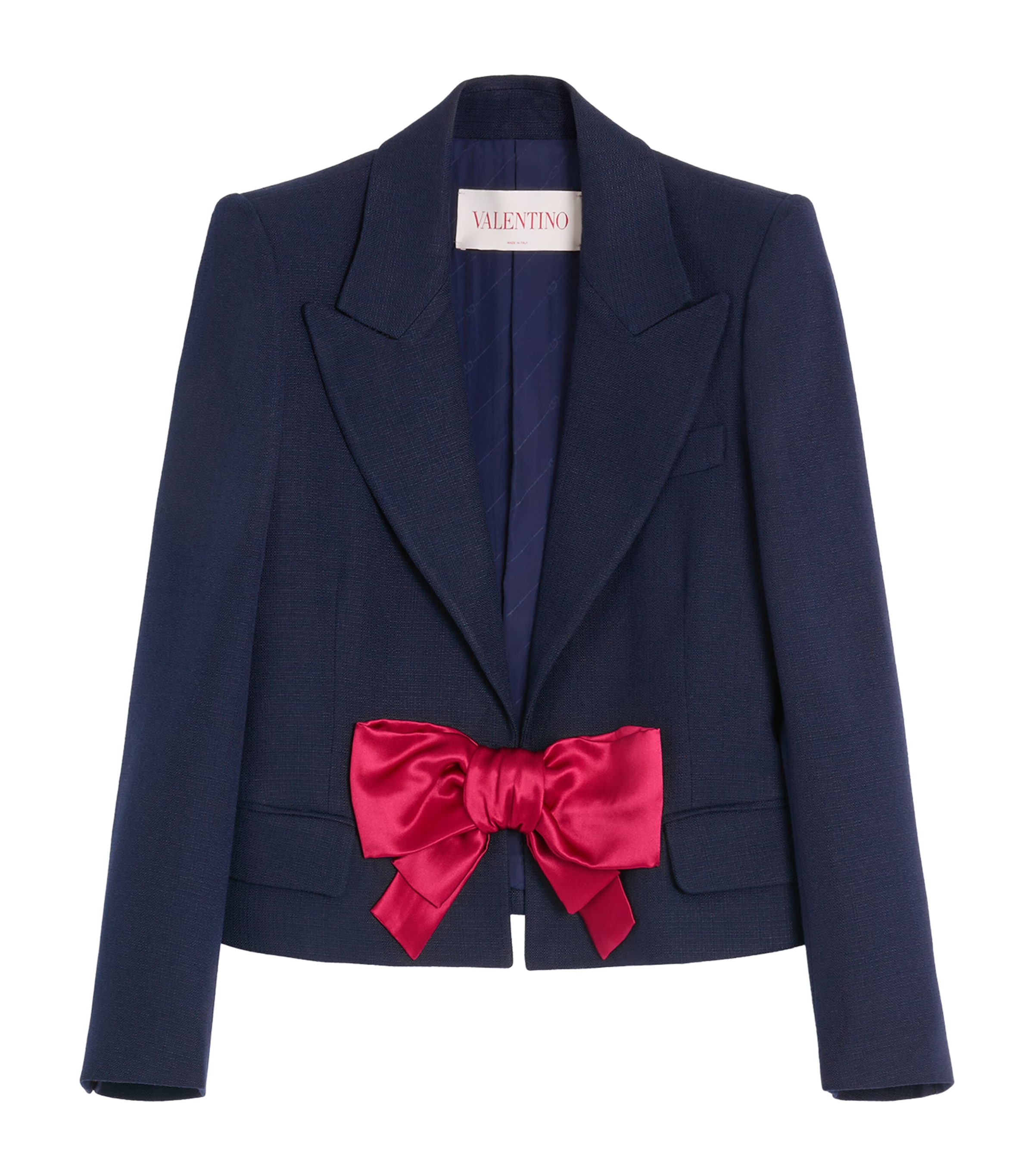 Valentino Tailored Bow-detail Jacket Crafted From Lightweight Viscose In Blue