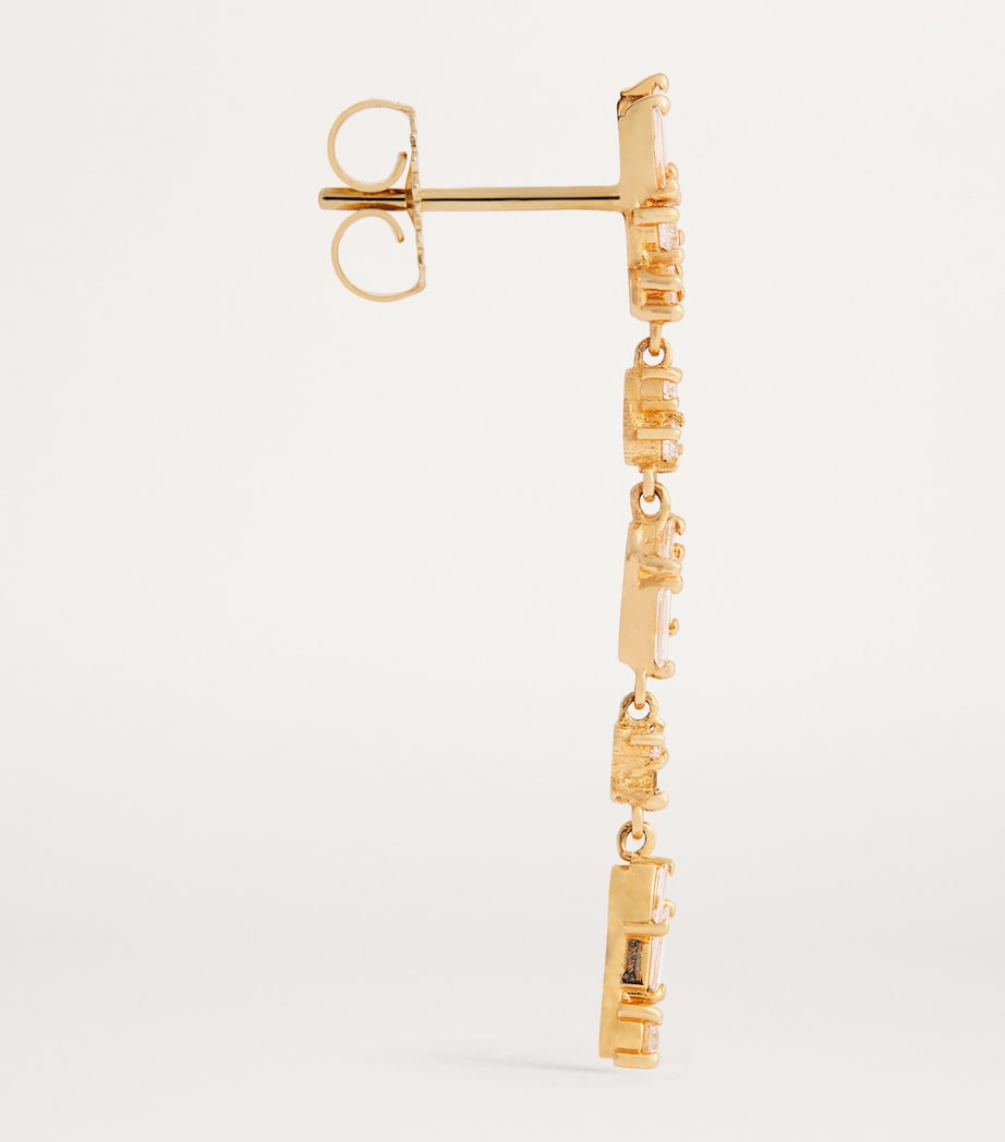 Yellow Gold and Diamond Classic Firework Sparkler Drop Earrings 18K YG/WD Image 4