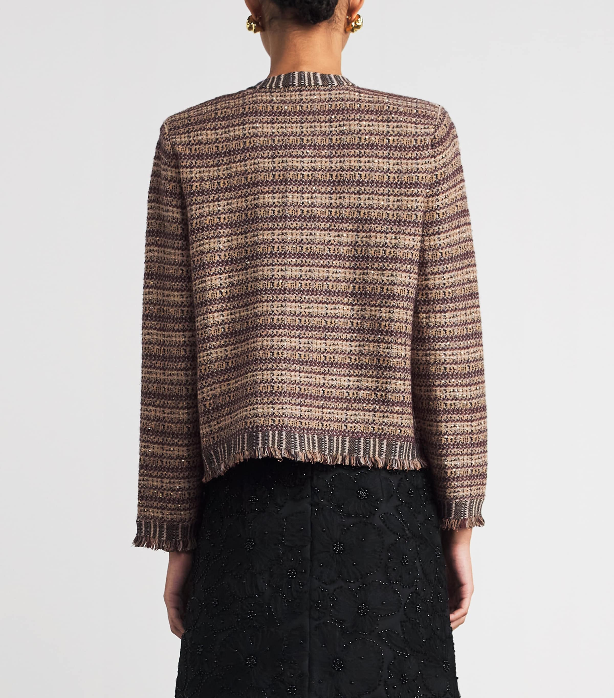 Veronica Beard Womens Wool-Blend Tweed Sariyah Jacket Burgundy Multi Image 4