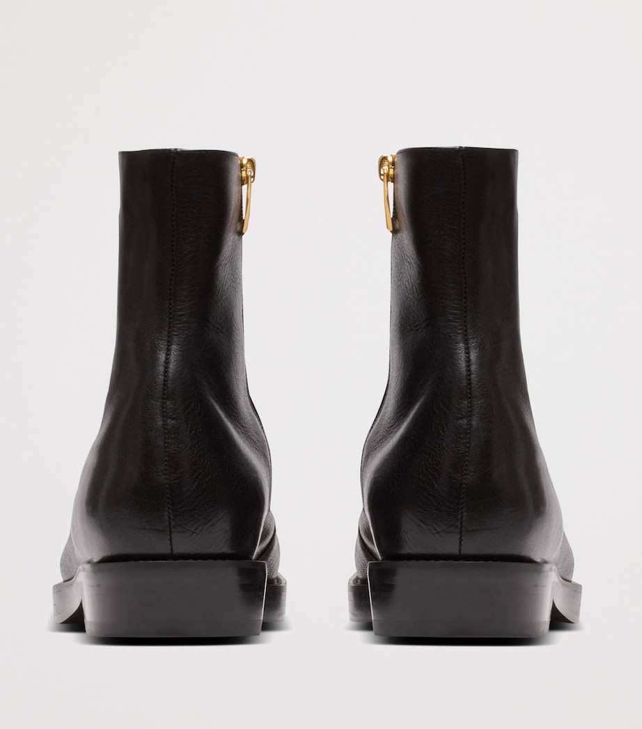 Leather Square Toe Boots 0PA NOIR Image 7