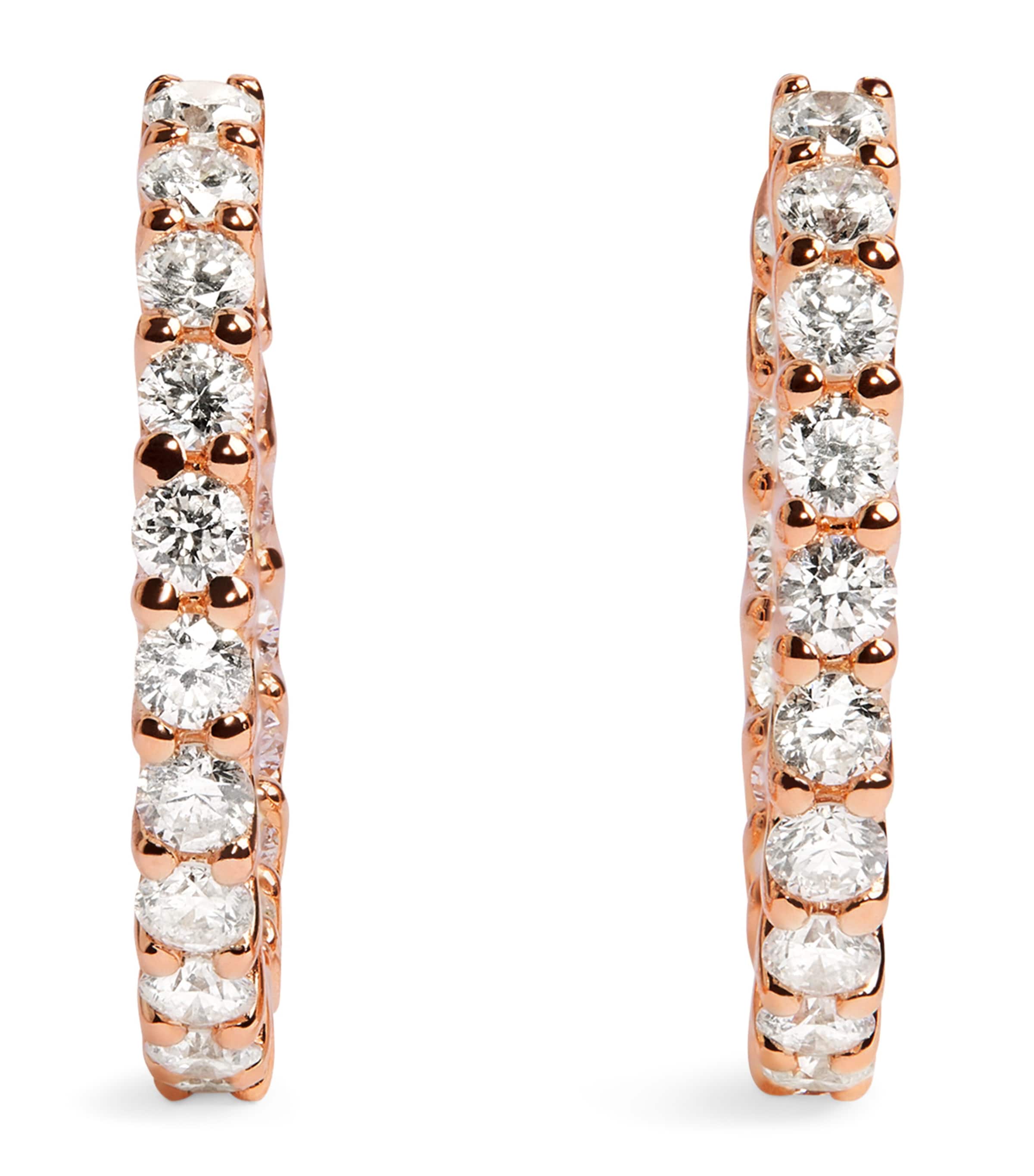Harrods Medium Rose Gold And Diamond Hoop Earrings In Gold