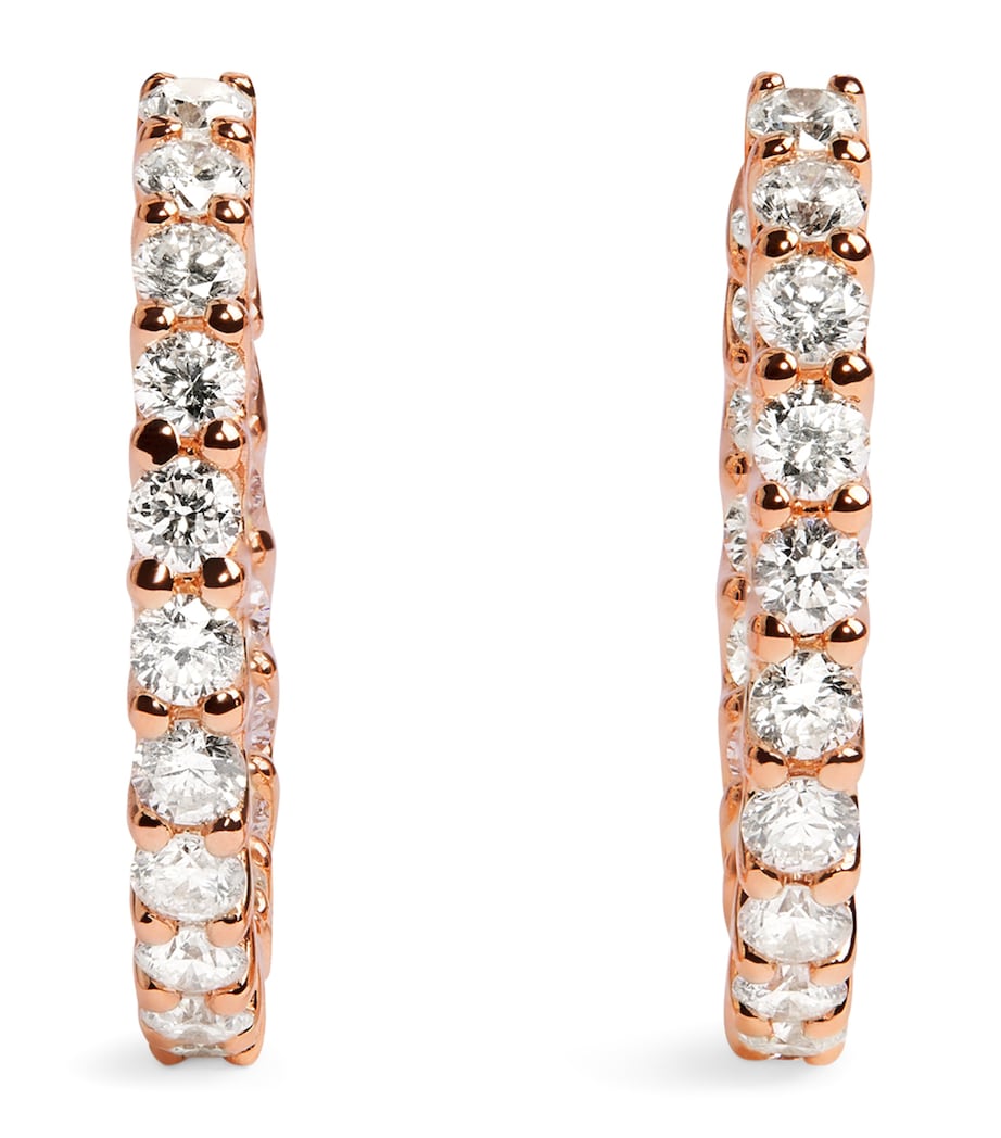 Medium Rose Gold and Diamond Hoop Earrings (1.25ctw) ROSE GOLD Image 1