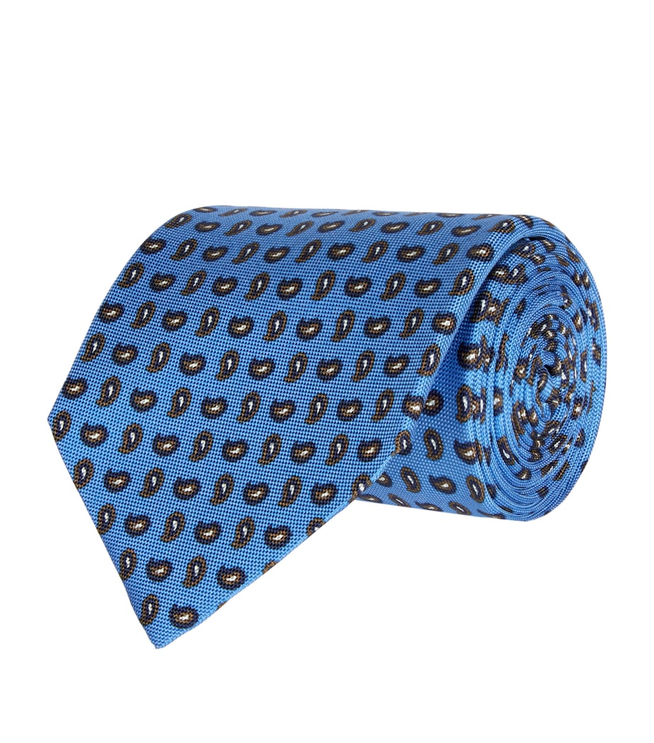 Eton Silk Paisley Tie Mid Blue Image 2