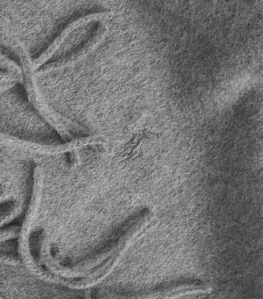 Cashmere Polo Pony Fringe Scarf GREY Image 4
