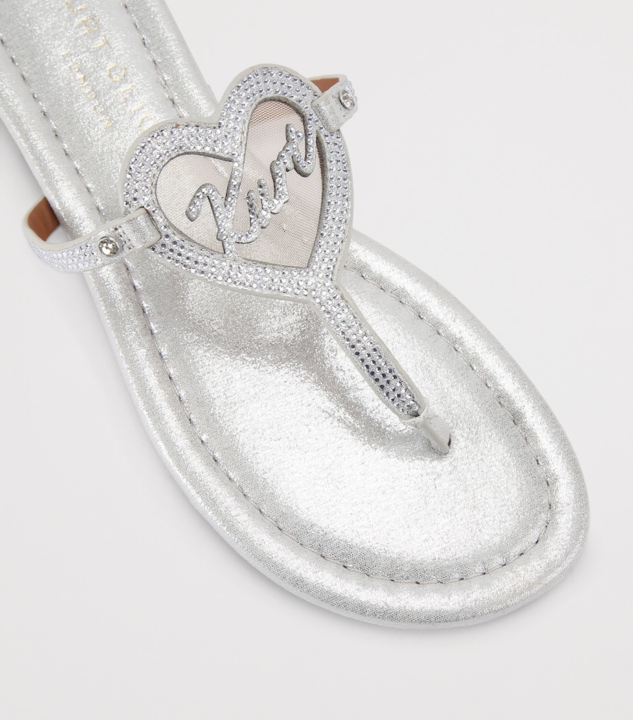 Kurt Geiger London Leather Heart T-Bar Sandals Silver Image 2