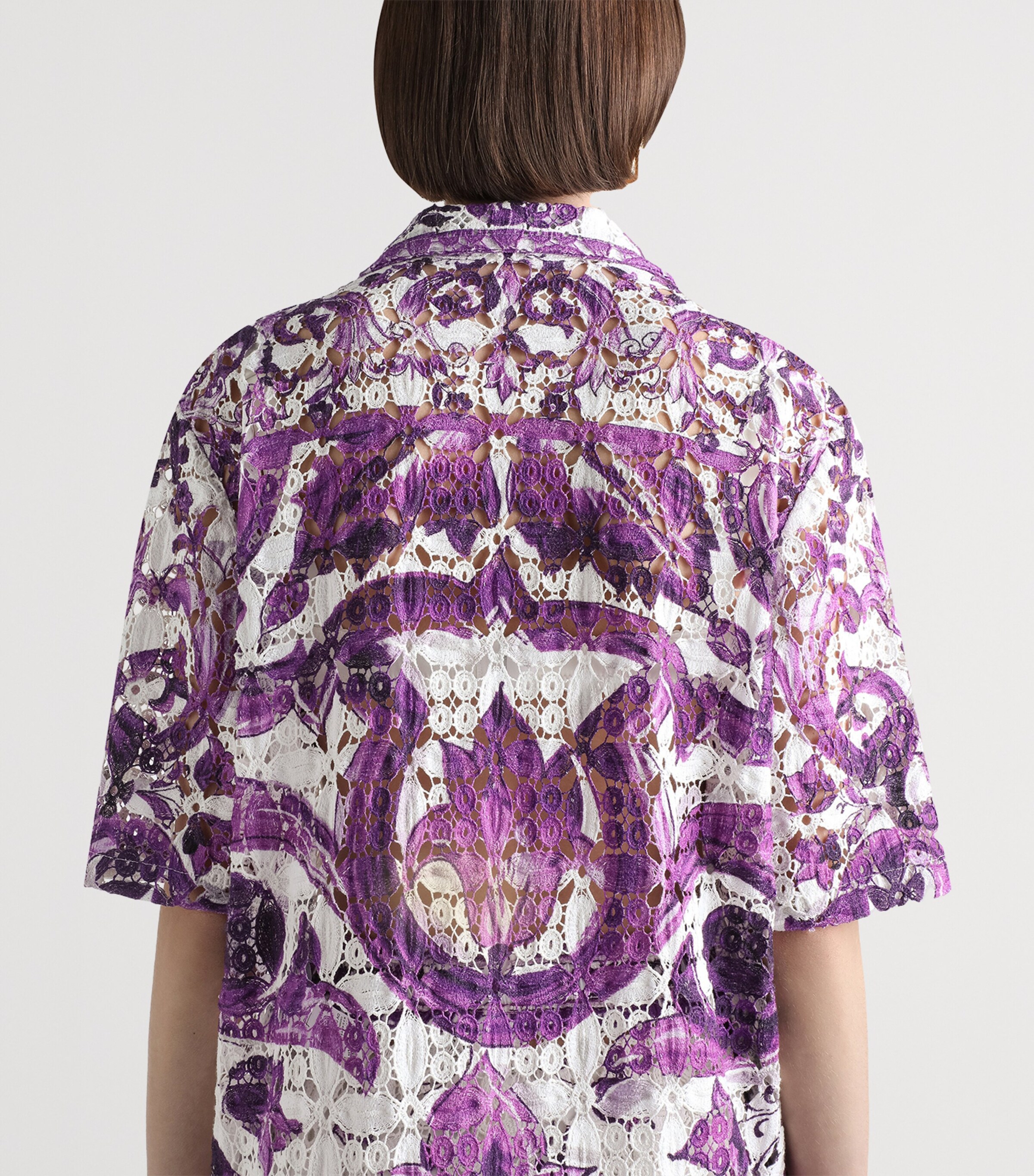 Crochet Majolica Print Shirt IP3TN-MAIOLICA VIOLA Image 5