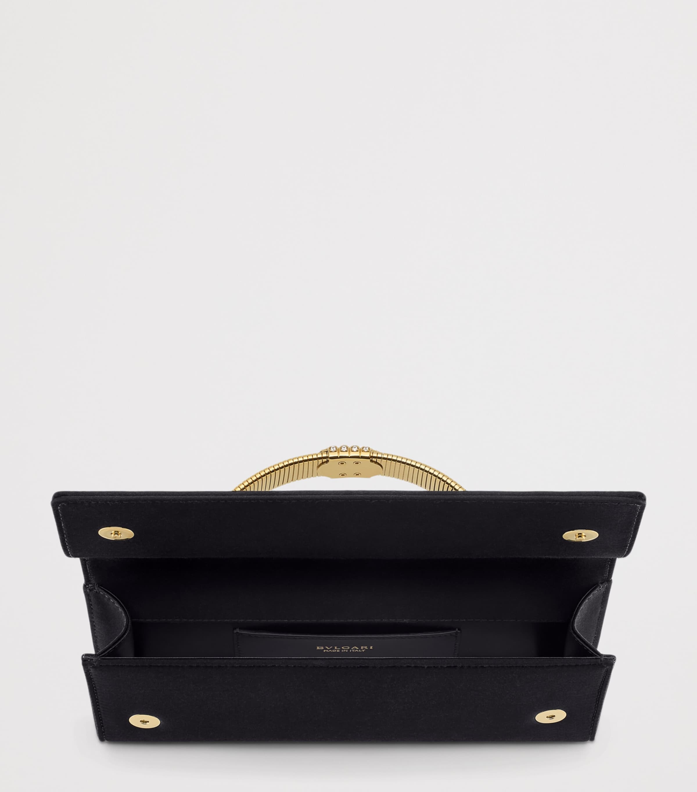 Bvlgari Satin Embellished Tubogas Evening Clutch Bag Black Image 3