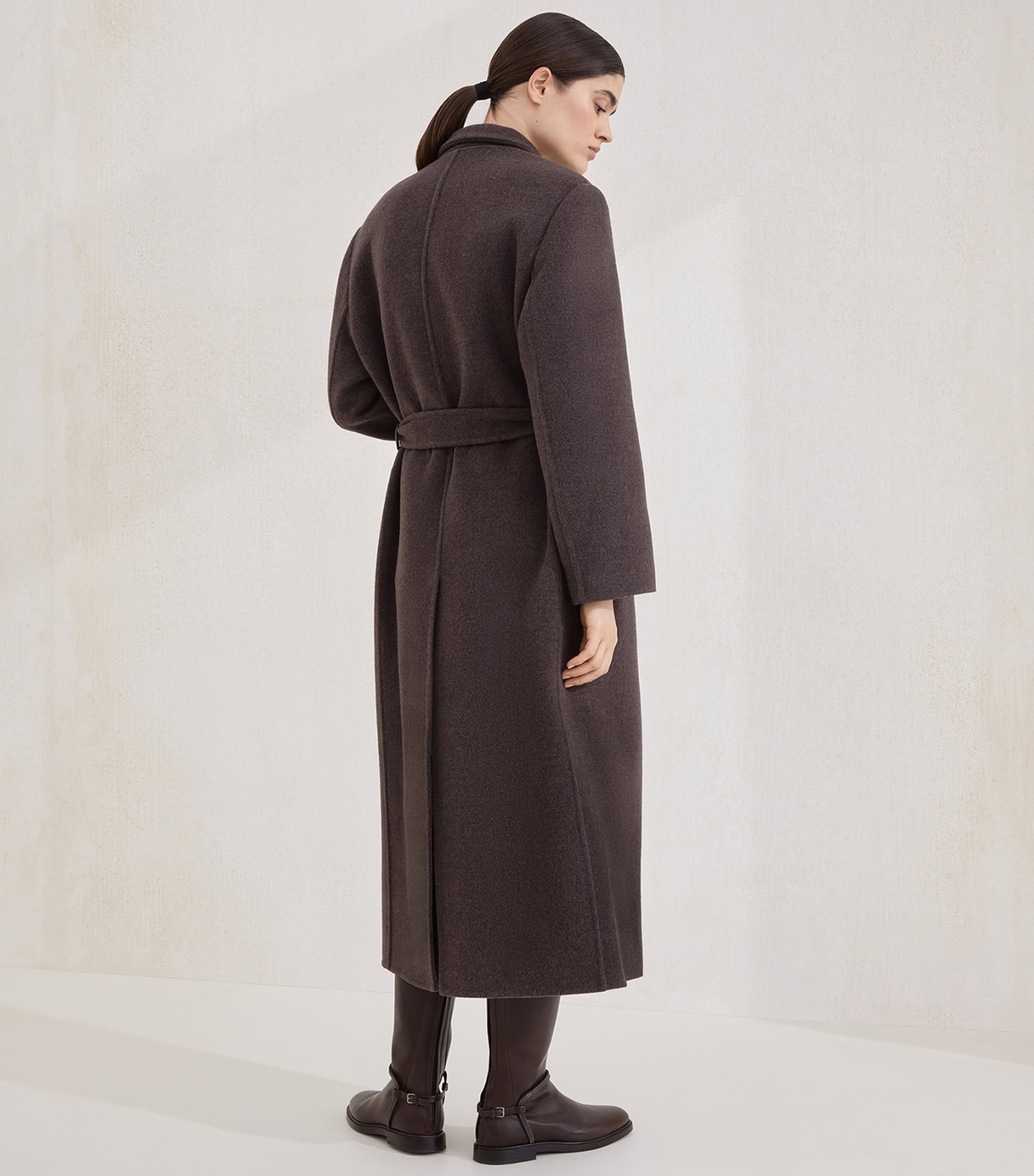 Virgin Wool-Cashmere Belted Trench Coat C017 Image 3