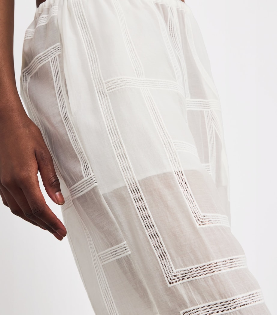 Cotton-Silk Monogram Trousers 047 WHITE Image 6