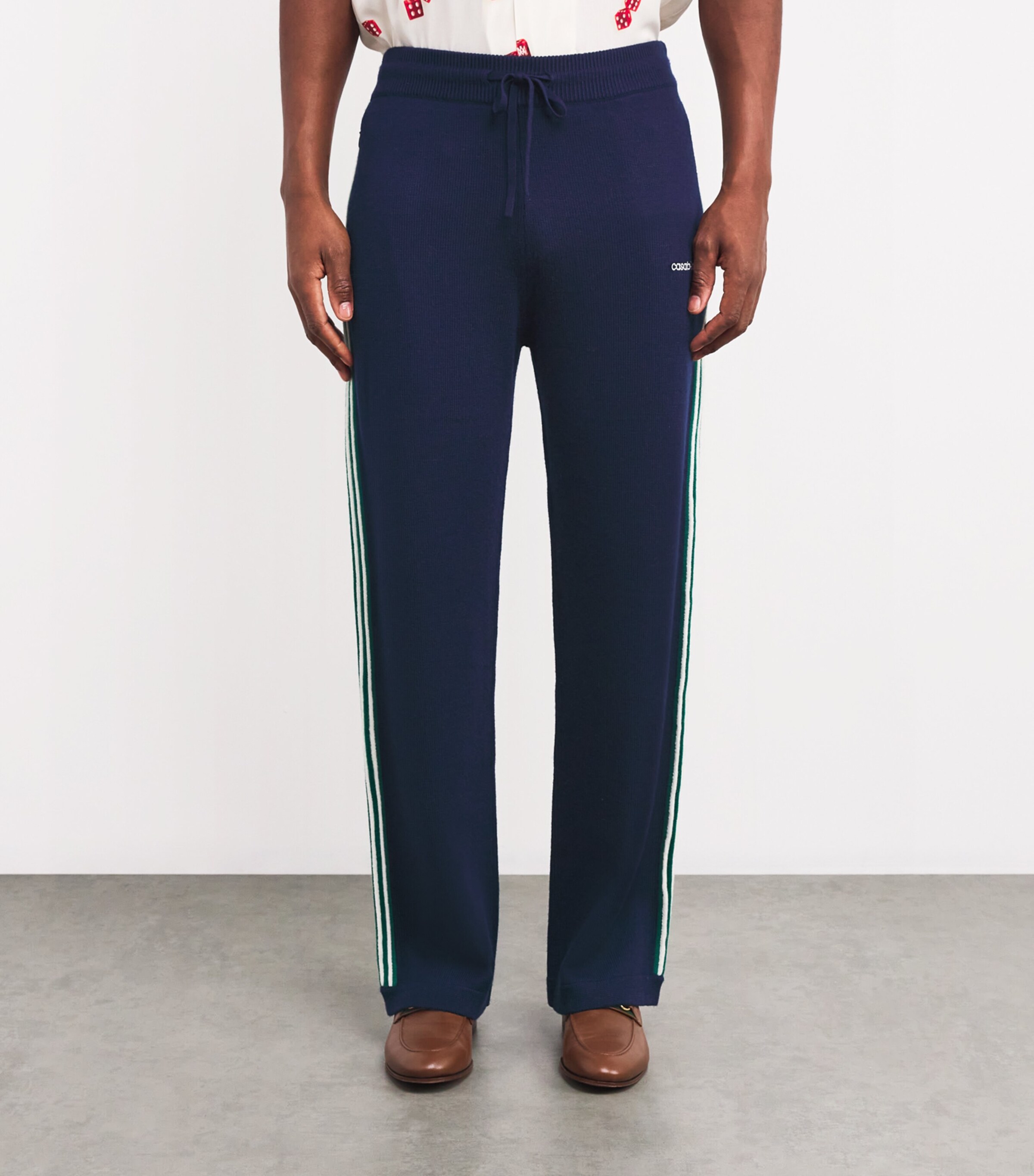 Casablanca Mens Merino Wool Tennis Trousers Navy Image 3