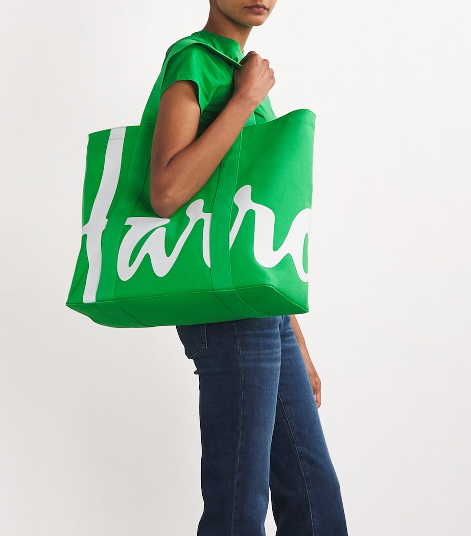 Large Cotton Logo Tote Bag BRIGHT GREEN Image 2
