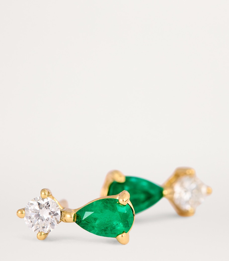 Yellow Gold, Diamond and Emerald Stud Earrings YELLOW GOLD Image 5