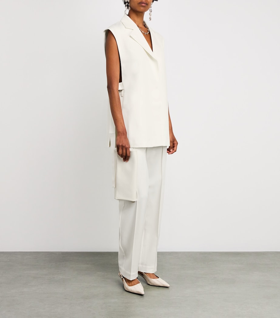 Wool-Blend Belted Straight Trousers OFF WHITE Image 2