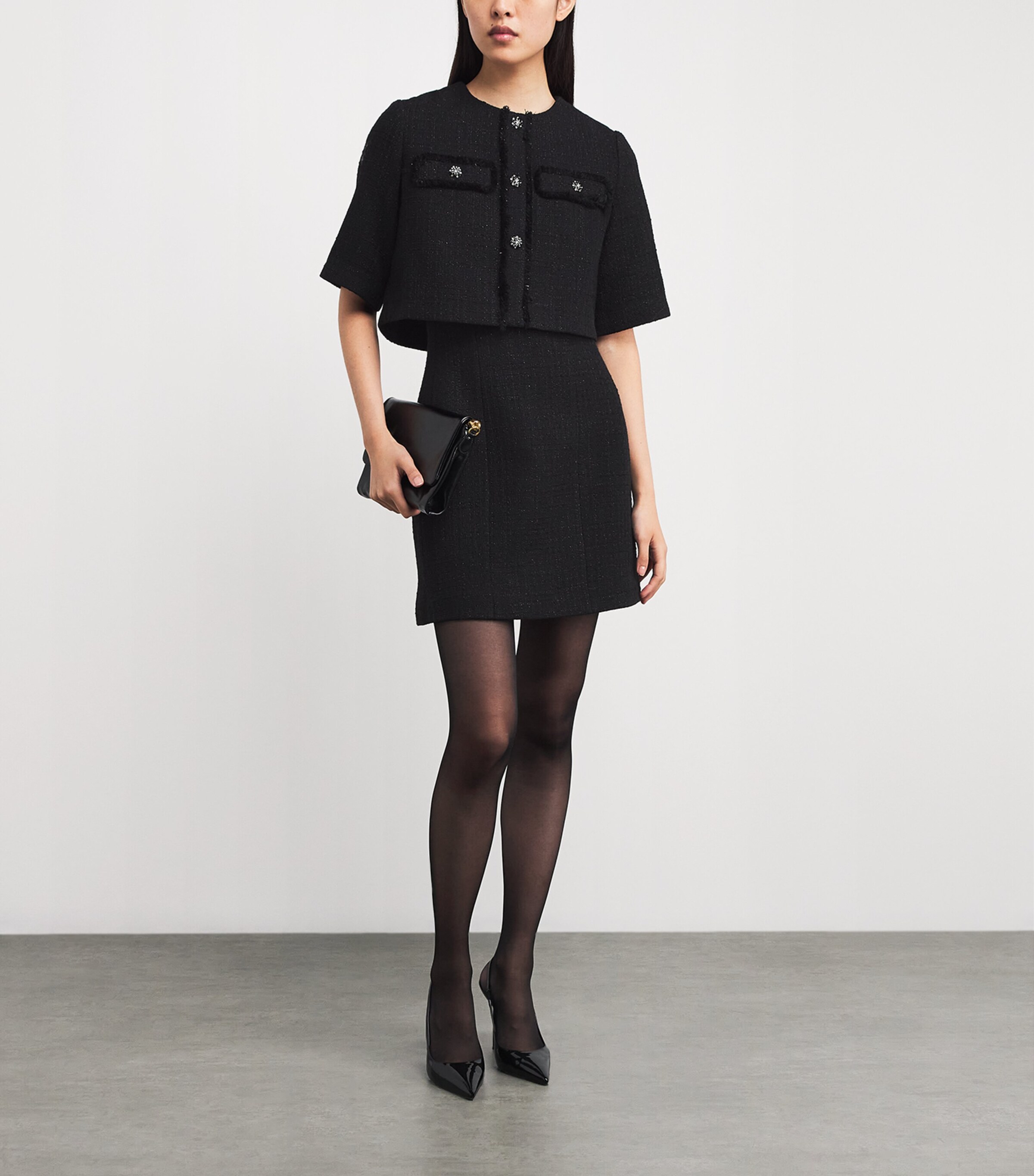 Tweed 2-in1 Mini Dress BLACK Image 2