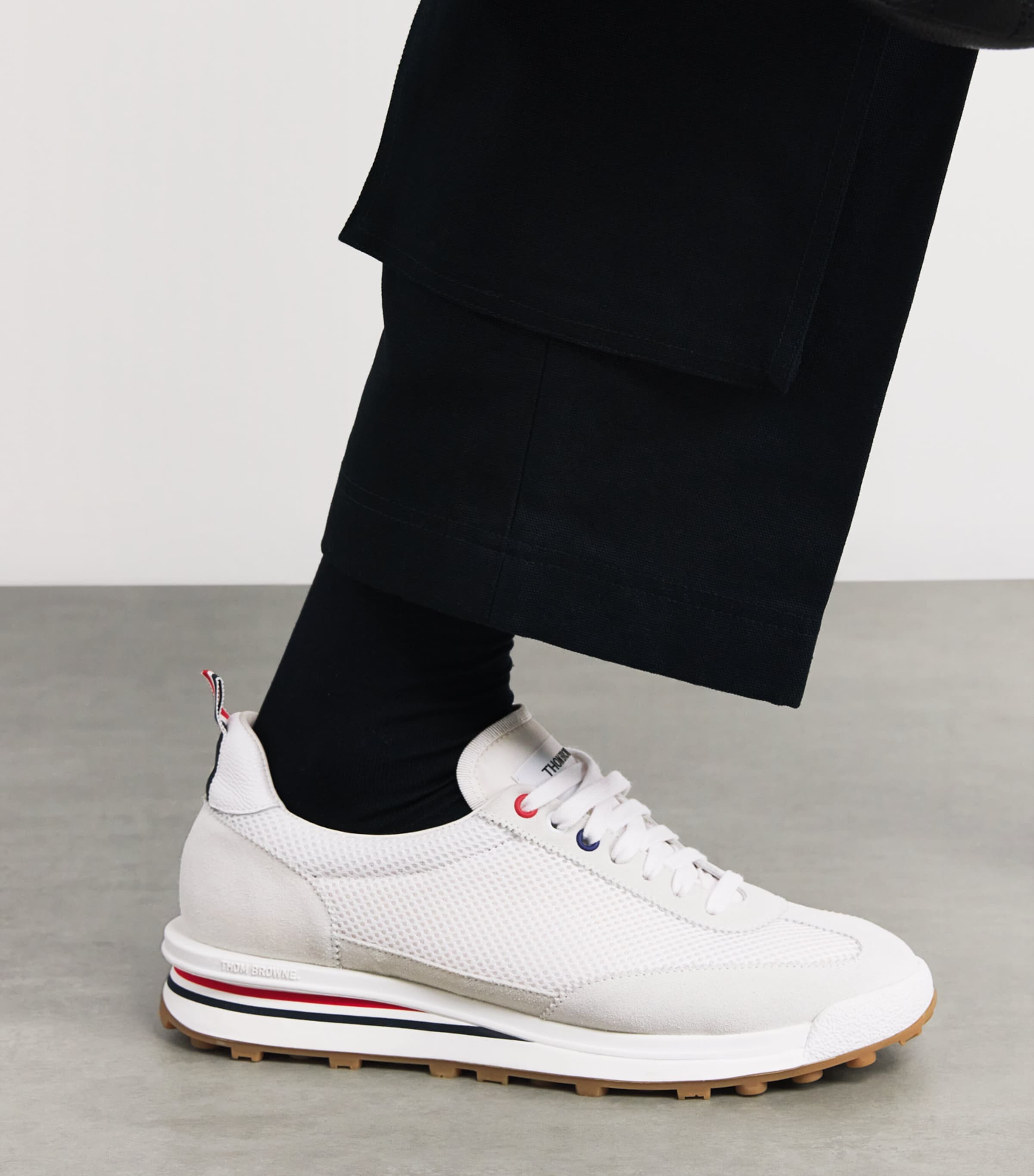 Thom Browne Suede-Trim Technical Tricolour Sneakers White Image 2