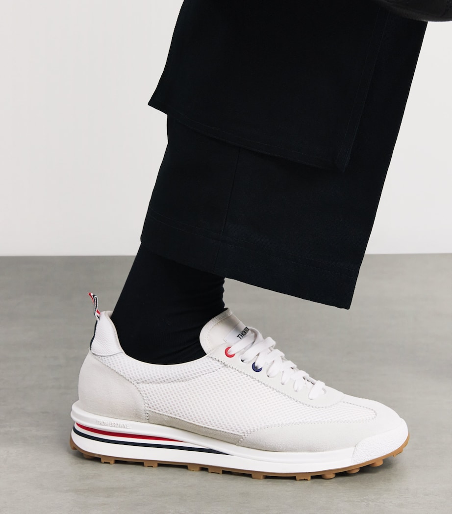 Thom Browne Suede-Trim Technical Tricolour Sneakers White Image 2