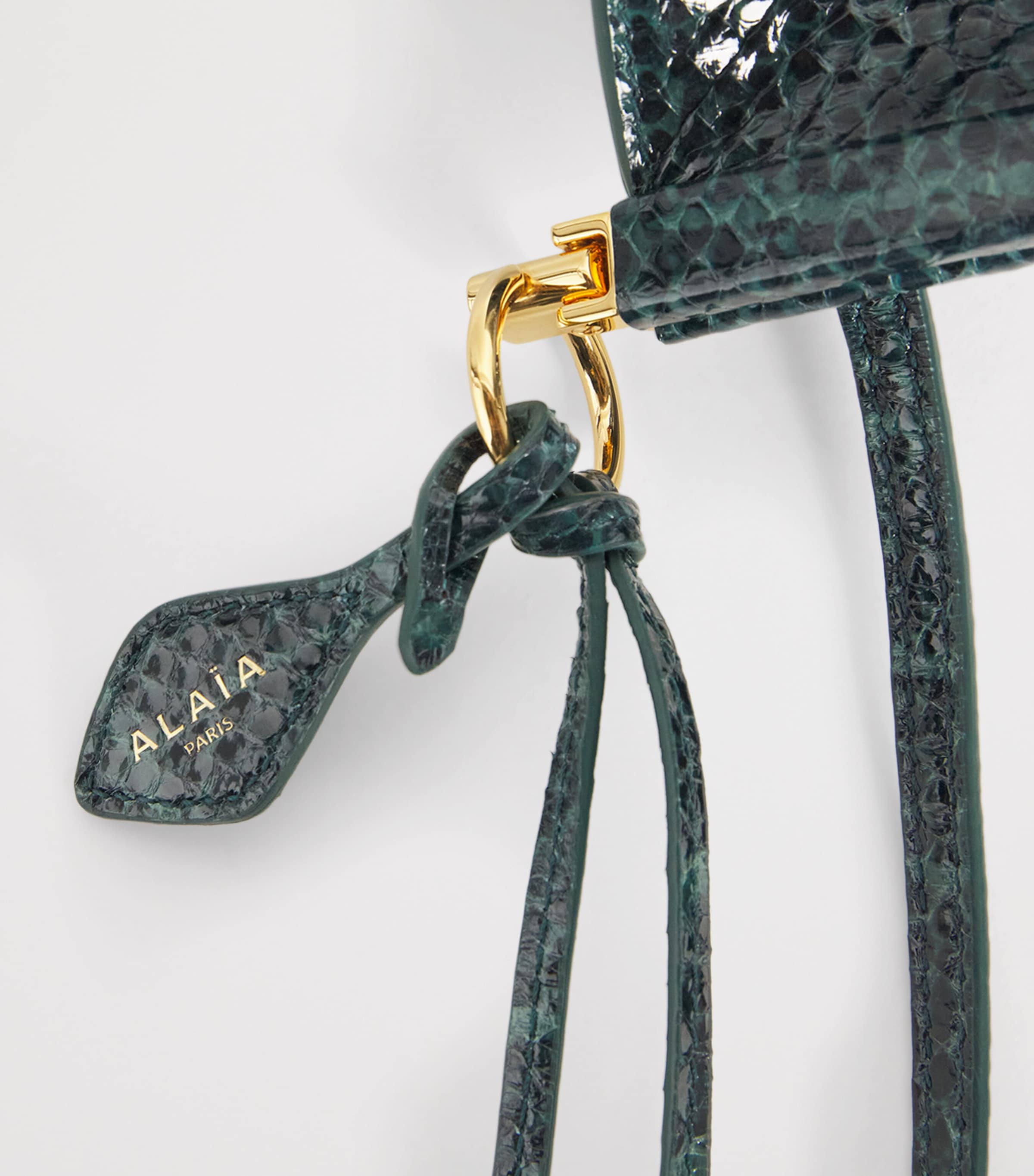 Alaïa Small Snakeskin Le Click East West Shoulder Bag Bleu Paon Image 6