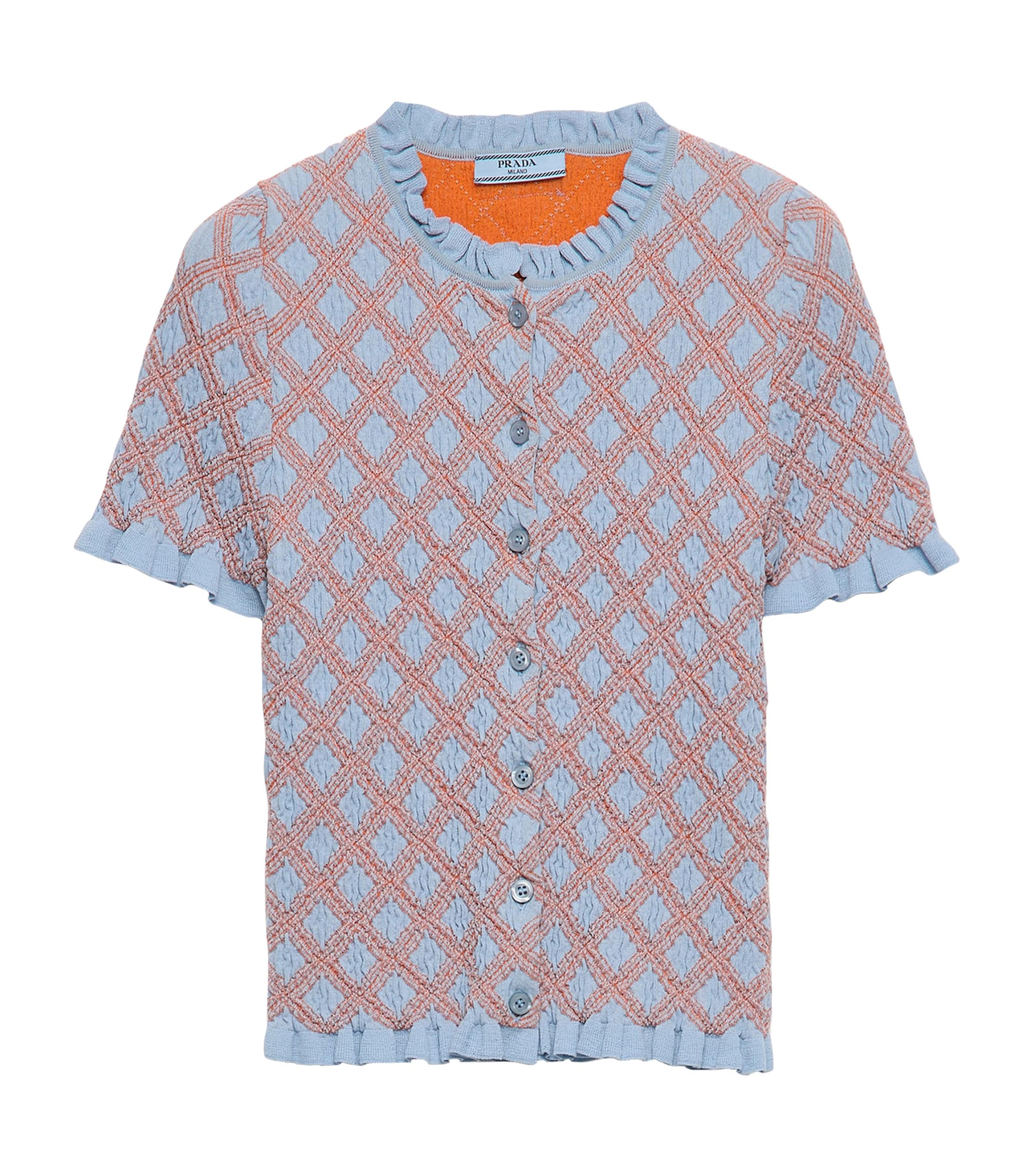 Prada Womens Cotton Smock Stitch Cardigan Image 1