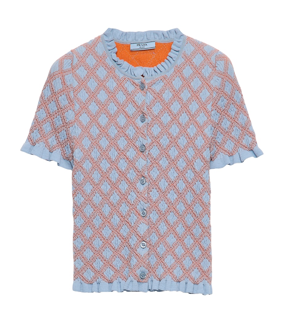 Prada Womens Cotton Smock Stitch Cardigan Image 1